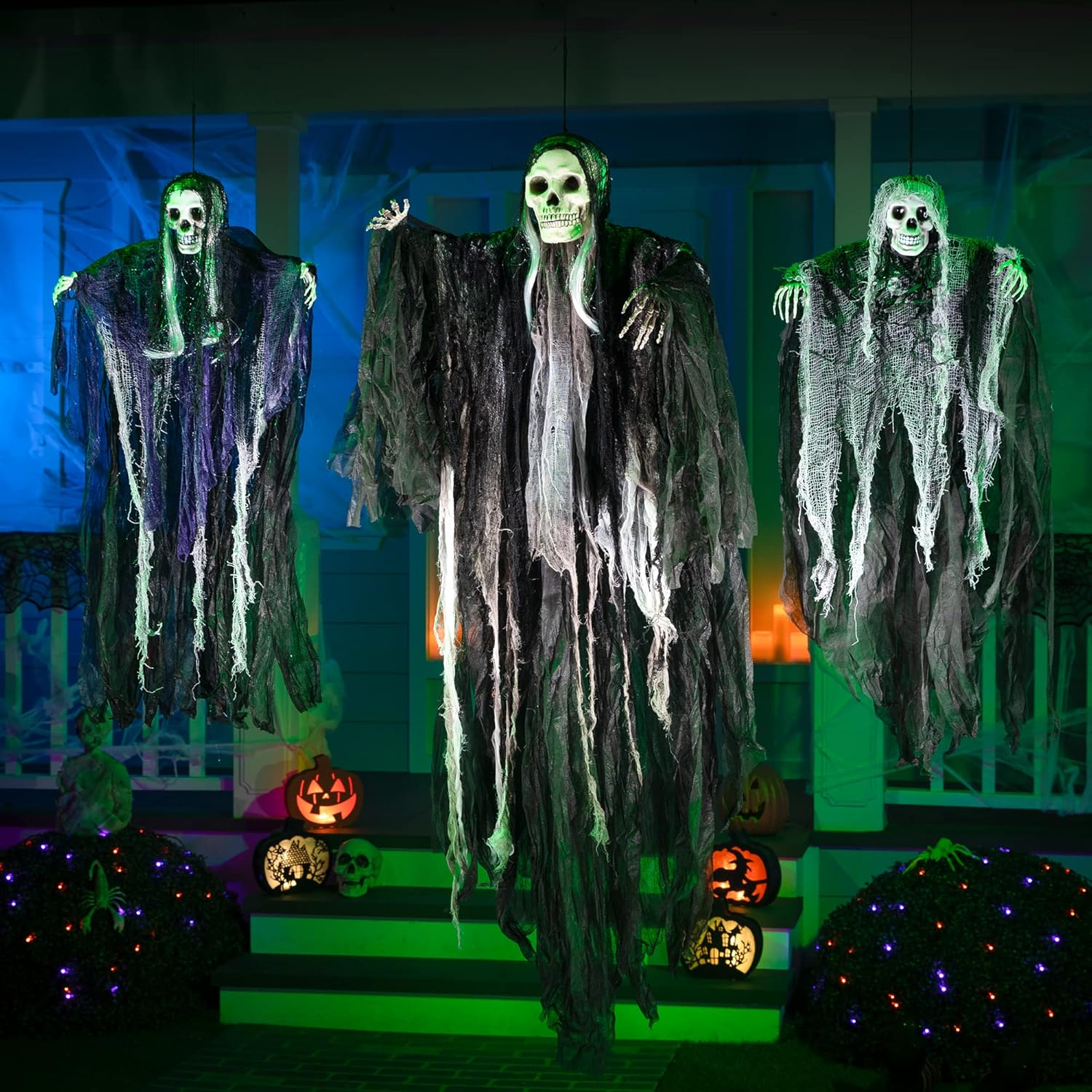 JOYIN 3 Pack Hanging Halloween Skeleton Ghosts Decorations, Grim Reapers for Best Halloween Outdoor Decorations image number 6