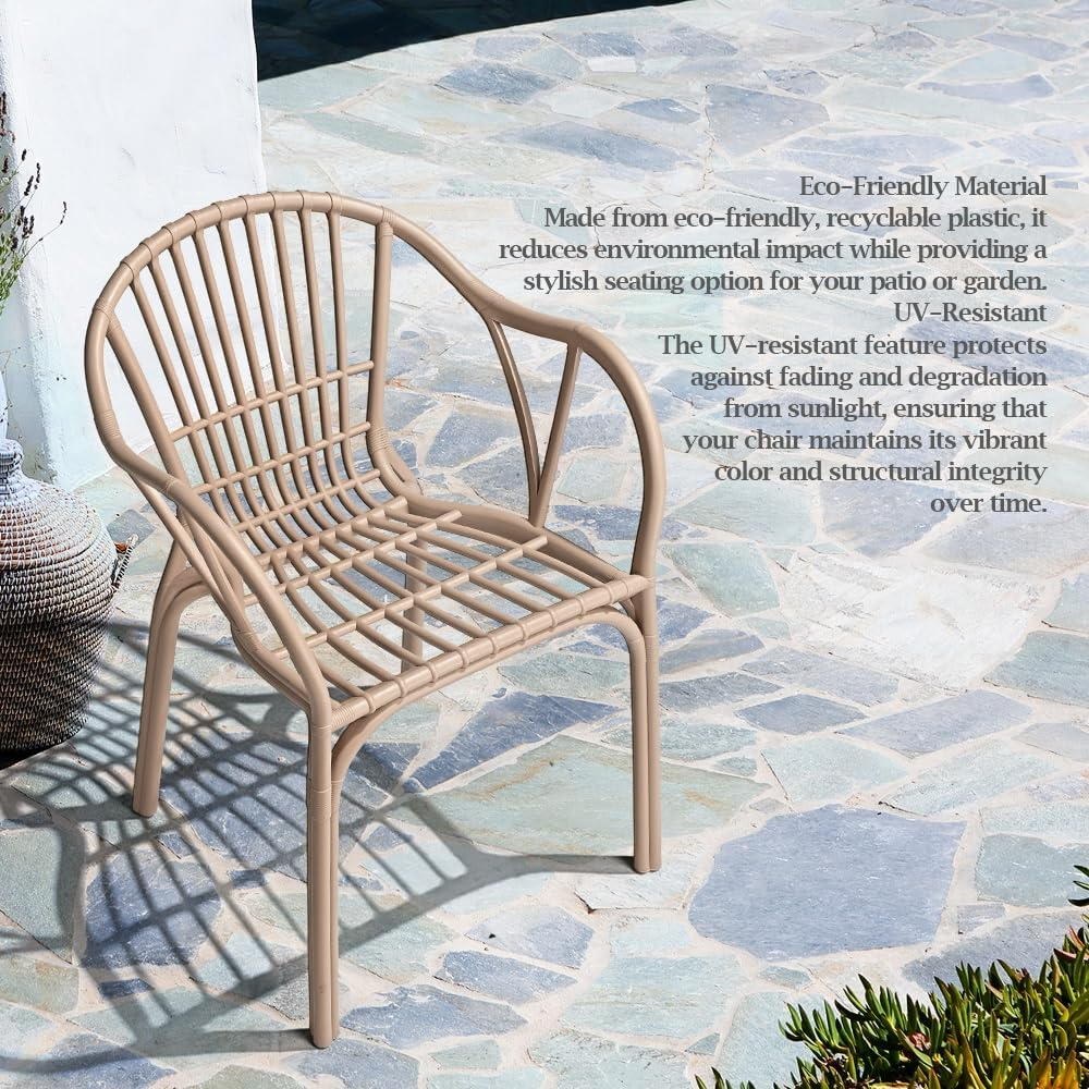 Furb Camel Dining Chairs, Plastic Kitchen Chairs Set of 2 image number 5