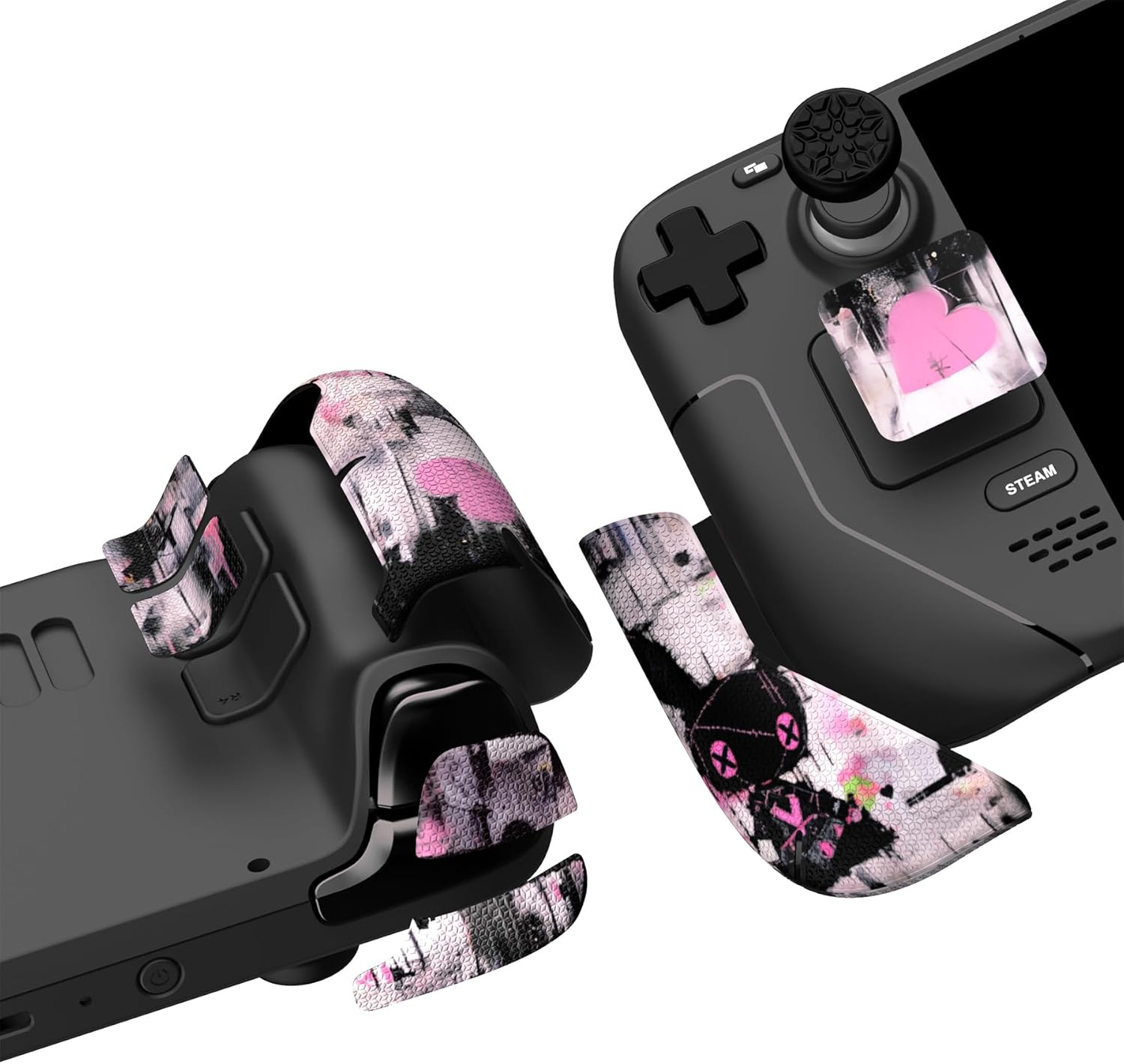 Playvital Premium Split Handle Grips for Steam Deck LCD & OLED - Soft Rubber Pads, Trackpads Skin, Trigger Back Button with Thumb Grips - Hexagonal Diamond Textured Lovely Punky Bunny - Hexagonal Clown Hahaha image number 4