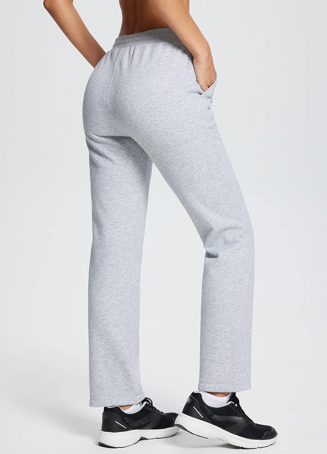 Baleaf Track Pants Women Fleece Lined Tracksuit Pants Thermal Straight Leg Cotton Sweatpants Pockets image number 5