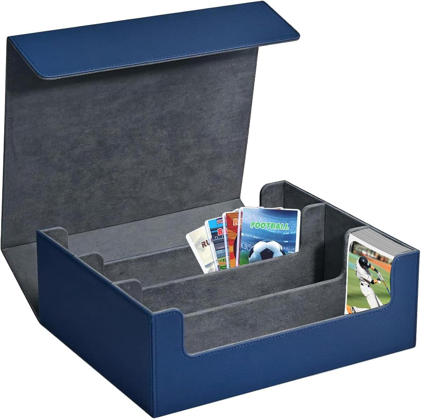 BEANPRECOY Card Storage Box Case Holds 1800+ Single Sleeved Cards Storage Box Easy to Use Strong Magnet Card Box Fits Magic Game Cards Leather Magnetic Closure Commander Storage Box image number 3