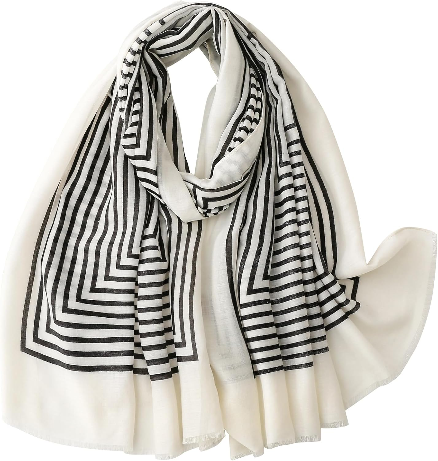 Wajuemy Travel Boho Scarf for Women Casual Lightweight Pashmina Scarves Fashion Multicolor Shawl Wraps with Fringed Beads image number 4