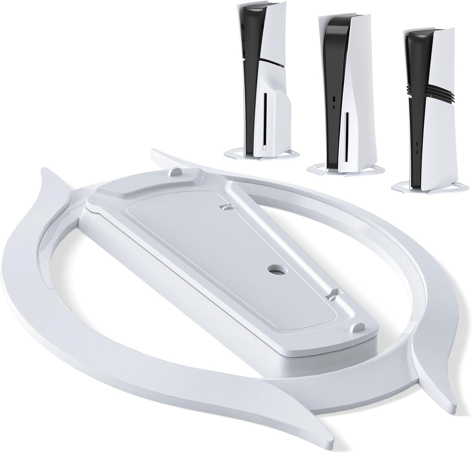 Playvital Vertical Stand for Ps5/Slim/Pro/Standard Console Disc & Digital, Space-Saving Holder Base Accessories for Ps5/Pro/Slim with Anti-Slip Pads, Enhanced Stability - Black