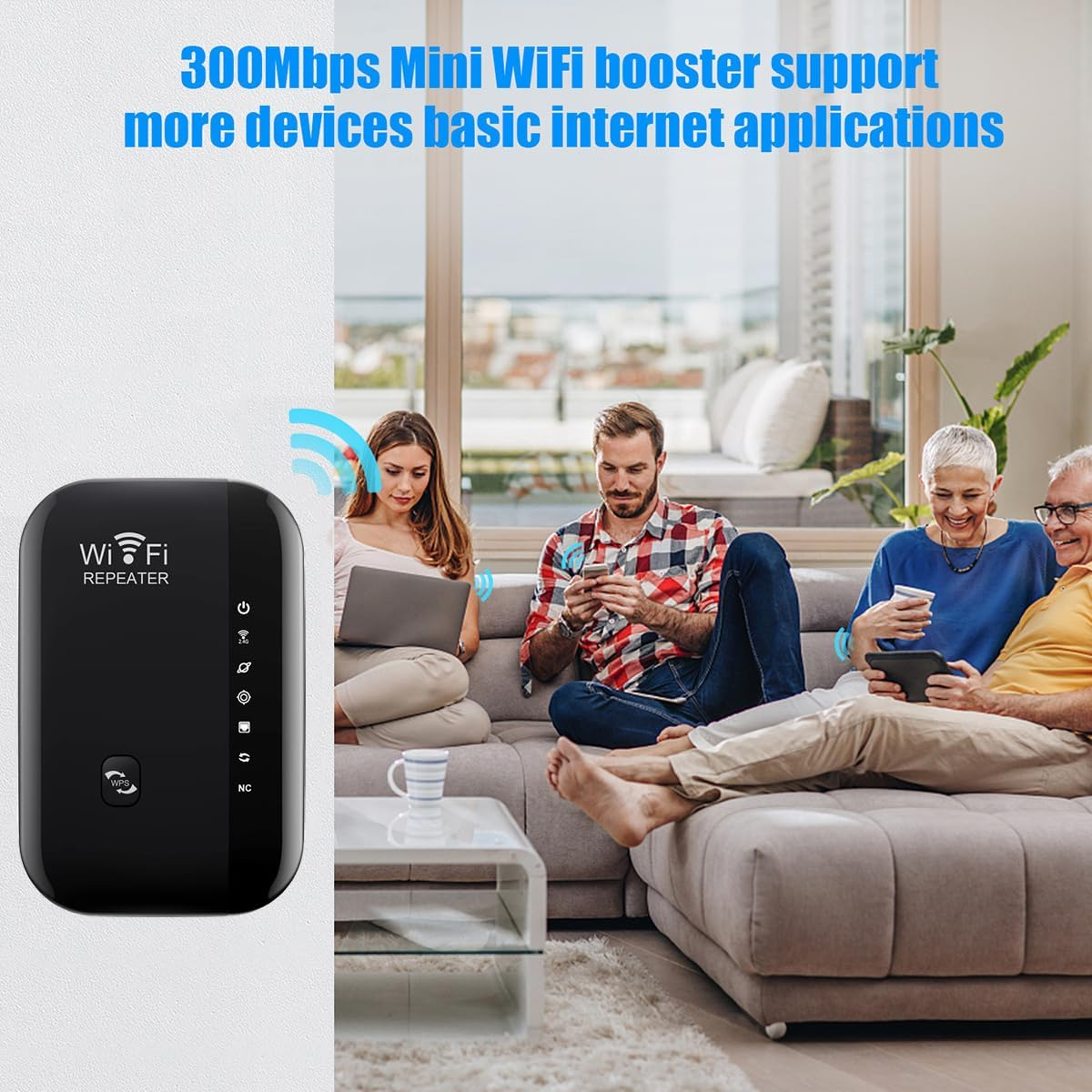Wifi Range Extender, Signal Intensifier, Remote Amplifier with Ethernet Port, Wireless Internet Repeater, 1 Key Setting (Covering 5000 Square Feet, Connecting More than 50 Devices)-B
