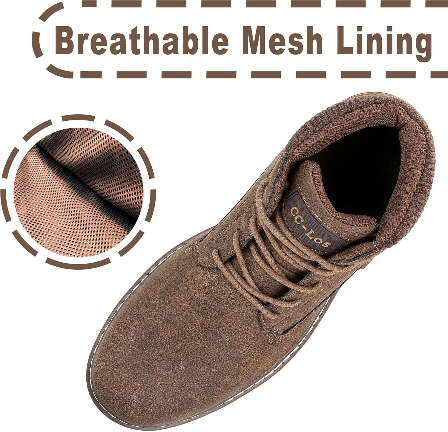 Cc-Los Men'S Hiking Boots Casual Chukka Boots Water-Resistant Work Ankle Boots for Men Size 8-14 image number 2