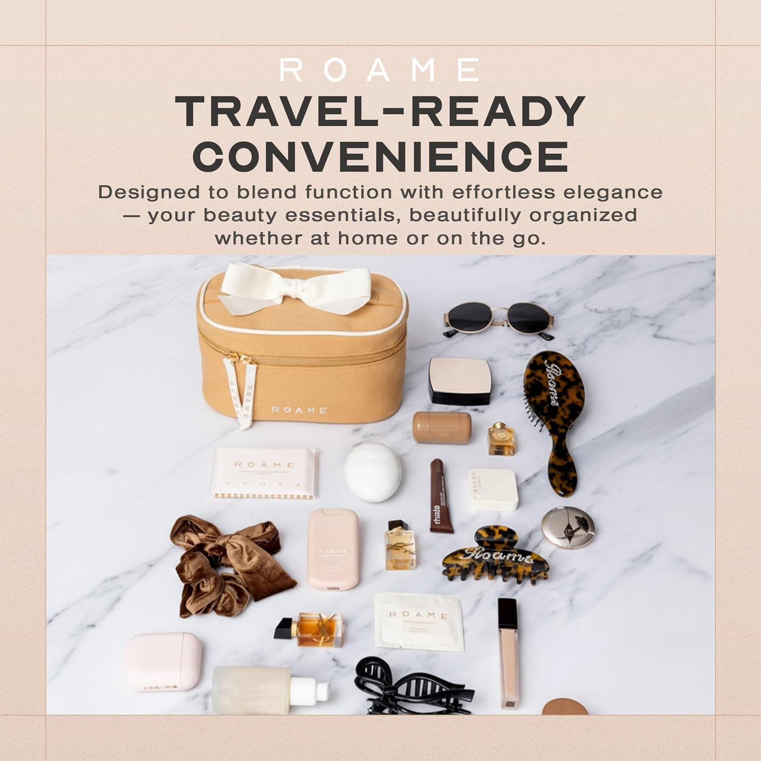 Roame Everyday Vanity Bag &ndash; Elegant Canvas Cosmetic Travel Bag with Zipper, Spacious Toiletry Organizer & Makeup Pouch for Women &ndash; Stylish Daily Companion for Life at Home or On-The-Go image number 5