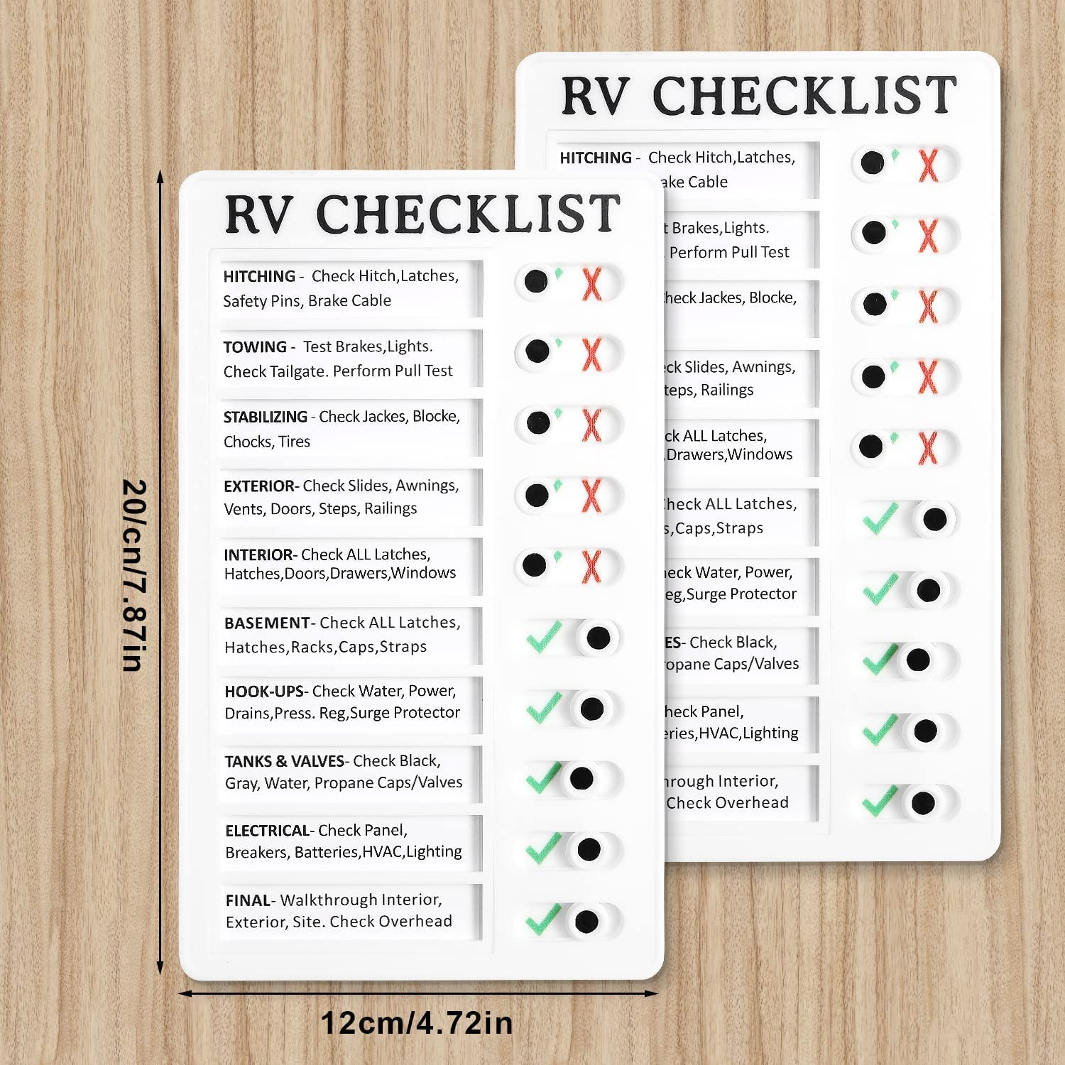 RV Checklist Memo Board,2Pcs Chore Chart Memo Boards,Detachable Message Board,Portable Memo Board,Chore Chart Detachable and Reusable Memo Note Board,Plastic Checklist Board with 5Pcs Blank Cards