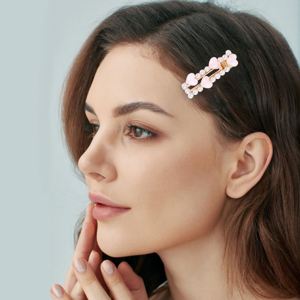 SOFPLATE Pack of 23 Hair Clips with Star Press Stud Metal Pink Hair Clips Colourful Aesthetic Heart Shape Teardrop Shape Elegant Decorative Headpiece Alligator Hair Pins Accessories for Long Short