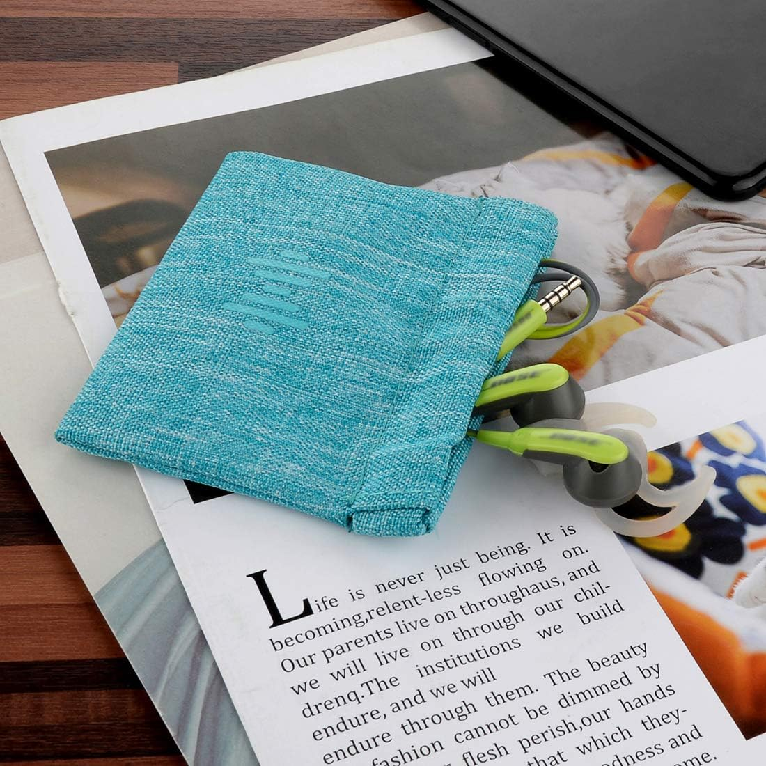 Geekria 2 Pack Sports Earbuds Pouch, Fitness Earbuds Protective Case, In-Ear Headphones Travel Bag Compatible with Anker Soundbuds Sport, EP-B13, Jabra Wave, Stealth (Blue) image number 4