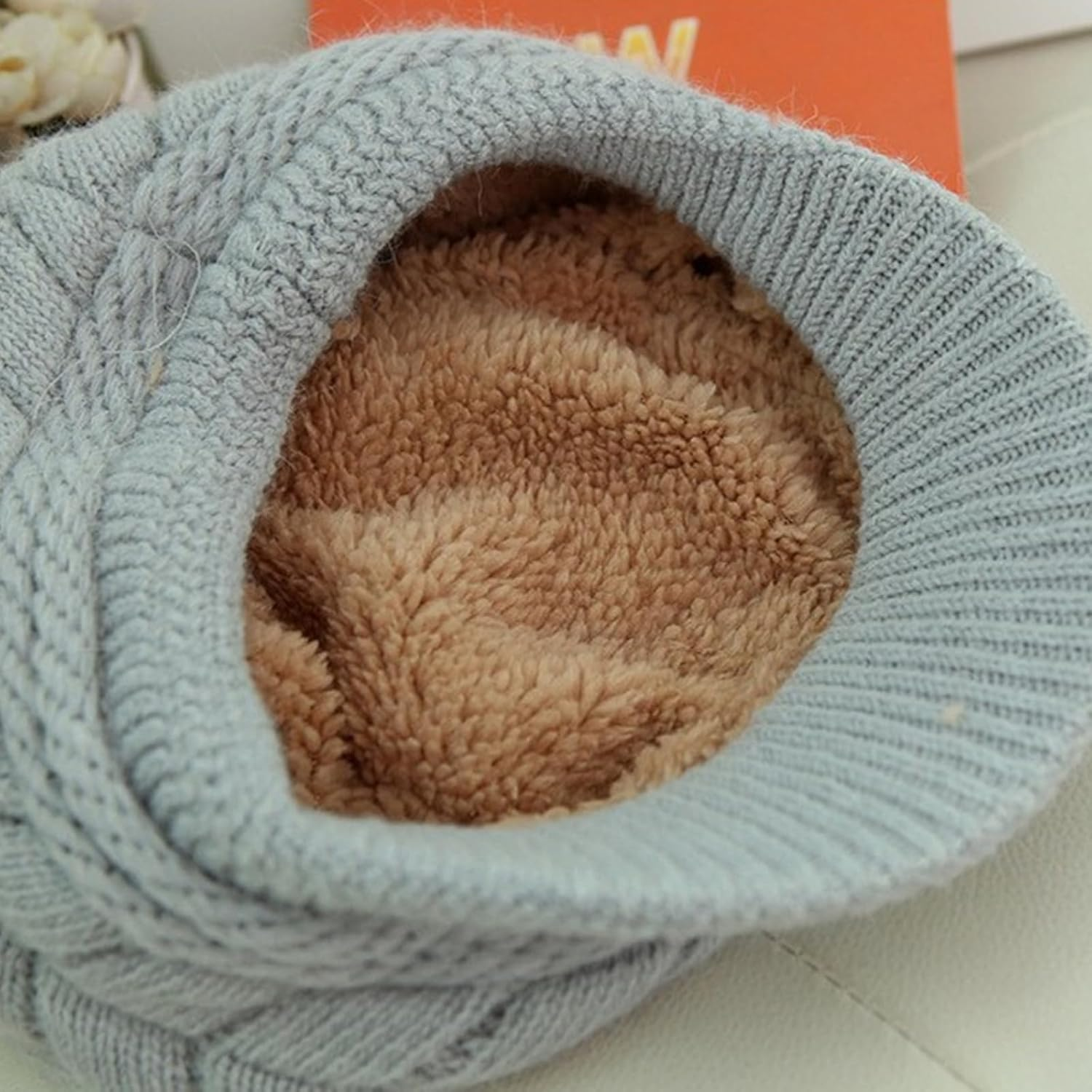 AWOCAN Women Winter Warm Knit Hat Cold Weather Slouchy Beanie Cap Fluff Snow Ski Cap - Grey image number 3