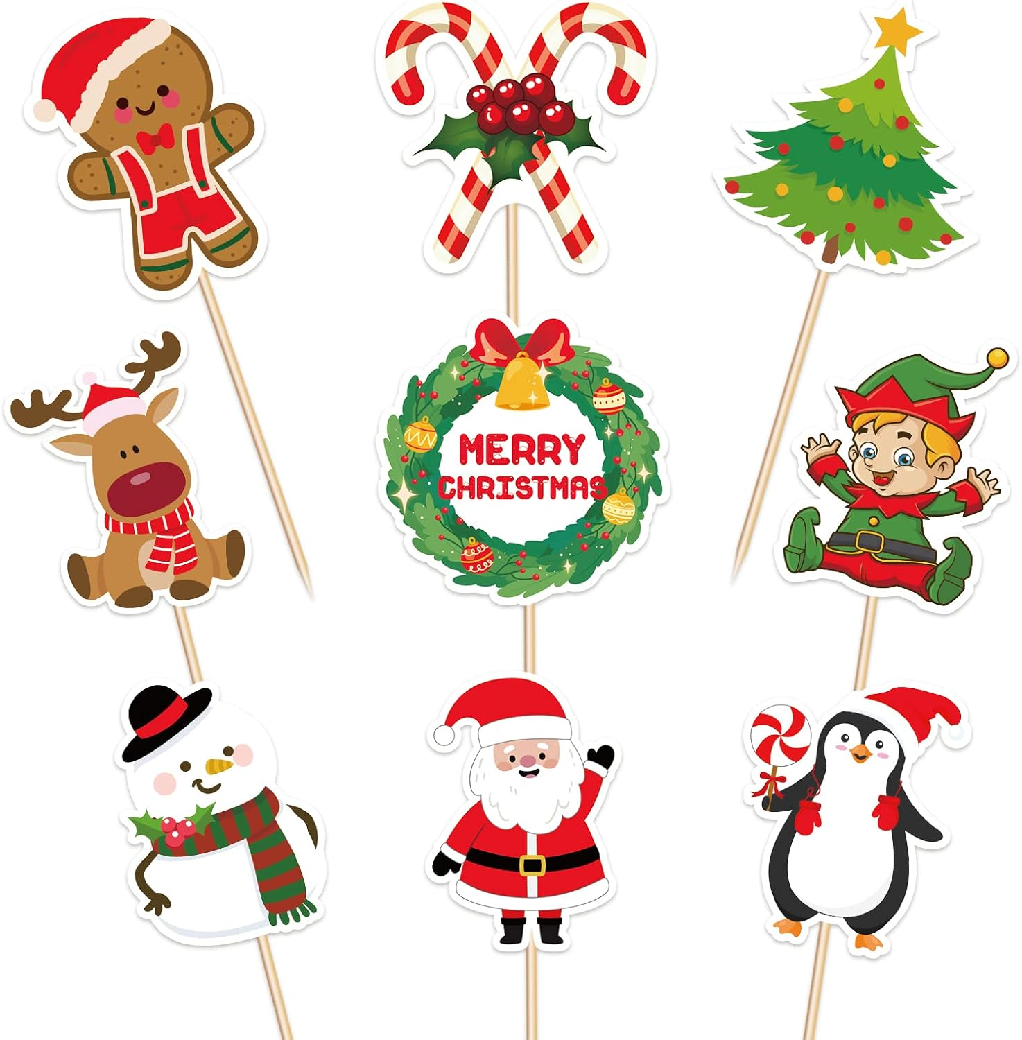 R1Chy 144PCS Christmas Cupcake Toppers Toothpicks &ndash; Xmas Holiday Cocktail Appetizer Cake Decorations Party Supplies Picks image number 3