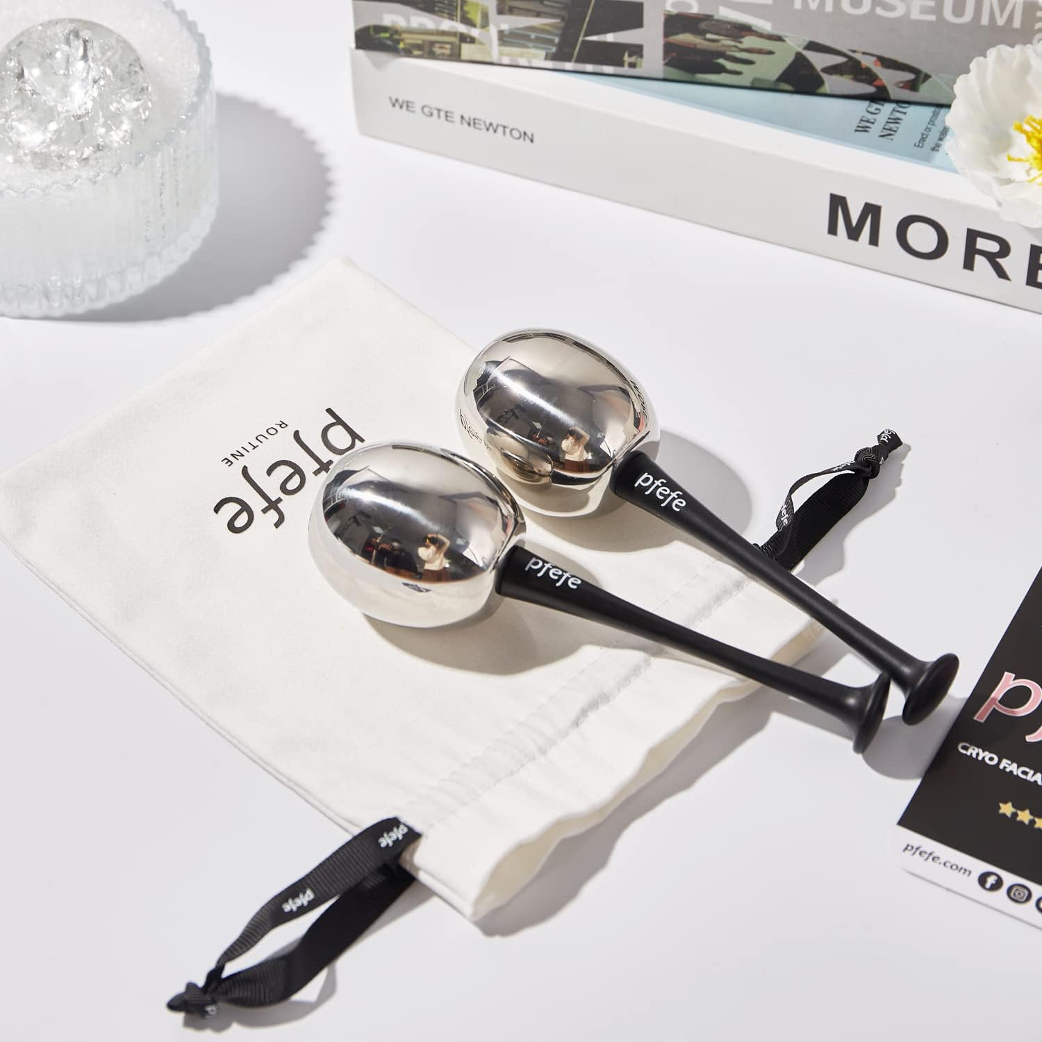 Ice Globes Facial Skin Care Tools for Women Face & Eyes, Stainless Steel Face Massage Beauty Cryo Roller with Storage Case, Christmas/Valentines Day for Girlfriend image number 1