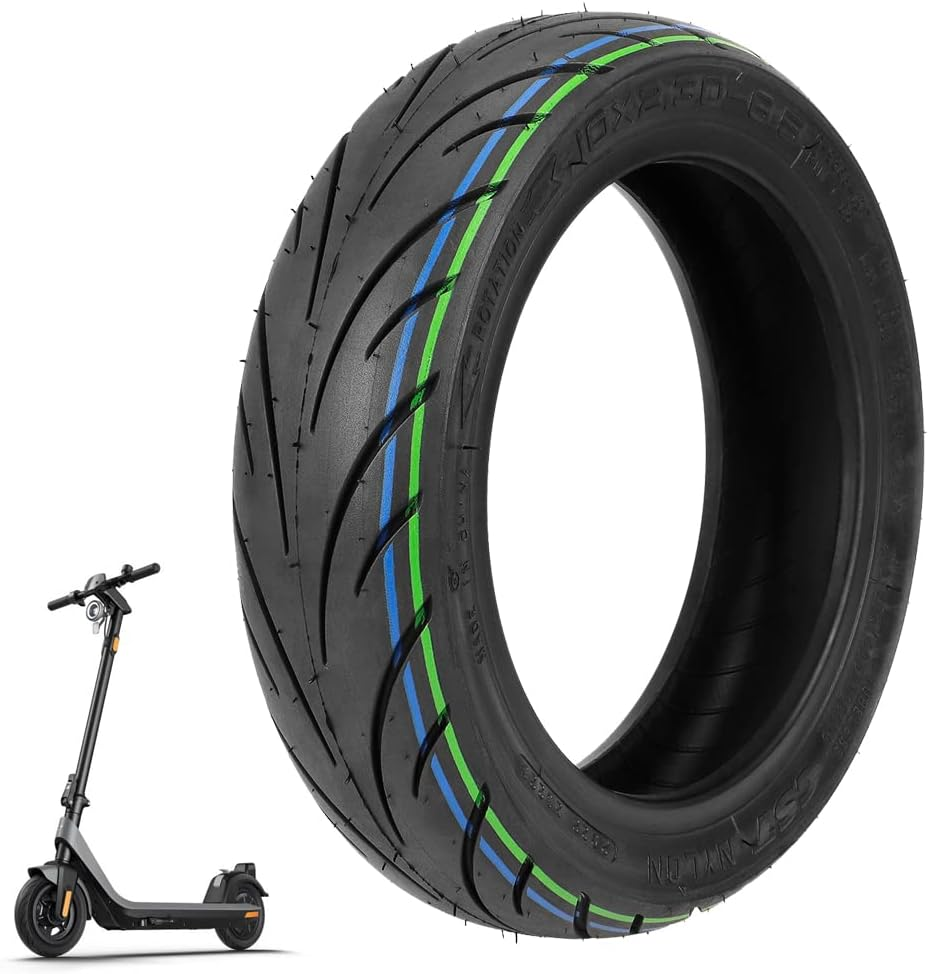 VOLOHAS 10 X 2.30-6.5 Offroad Tubeless Tyres for NIU Kqi2/Kqi2 Pro Electric Scooter Accessories Front/Rear Wear-Resistant Vacuum Tyres Non-Slip Thick Tyre Replacement Wheels Valve (Pack of 2)