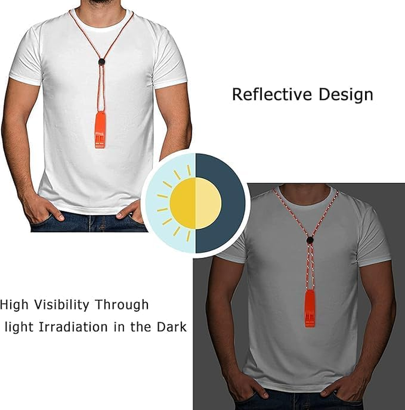 12PCS Safety Survival Whistles Emergency Whistle Survival Whistles with Adjustable Reflective Lanyard Emergency Plastic Whistle Marine Whistle image number 1