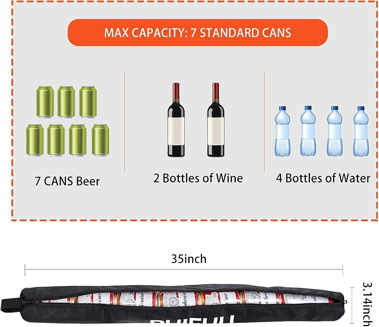 Beer Sleeve for Golf Bag, 7-Can Insulated Cooler Sleeve, Leak Proof & Adjustable Strap, Fits Most Golf Bags, Keeps Beverages Cold on the Course, Ideal Golfs Accessories & Gift image number 2