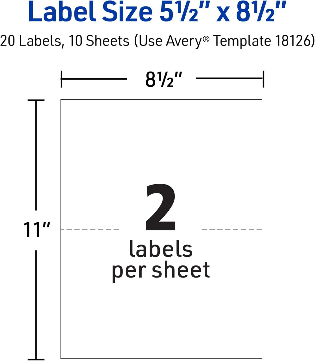 Avery Half-Sheet Printable Shipping Labels, 5.5" X 8.5" Customizable Stickers, White, 20 Blank Mailing Labels, Great for Mailing, Shipping, Organizing, and More (18126) image number 4