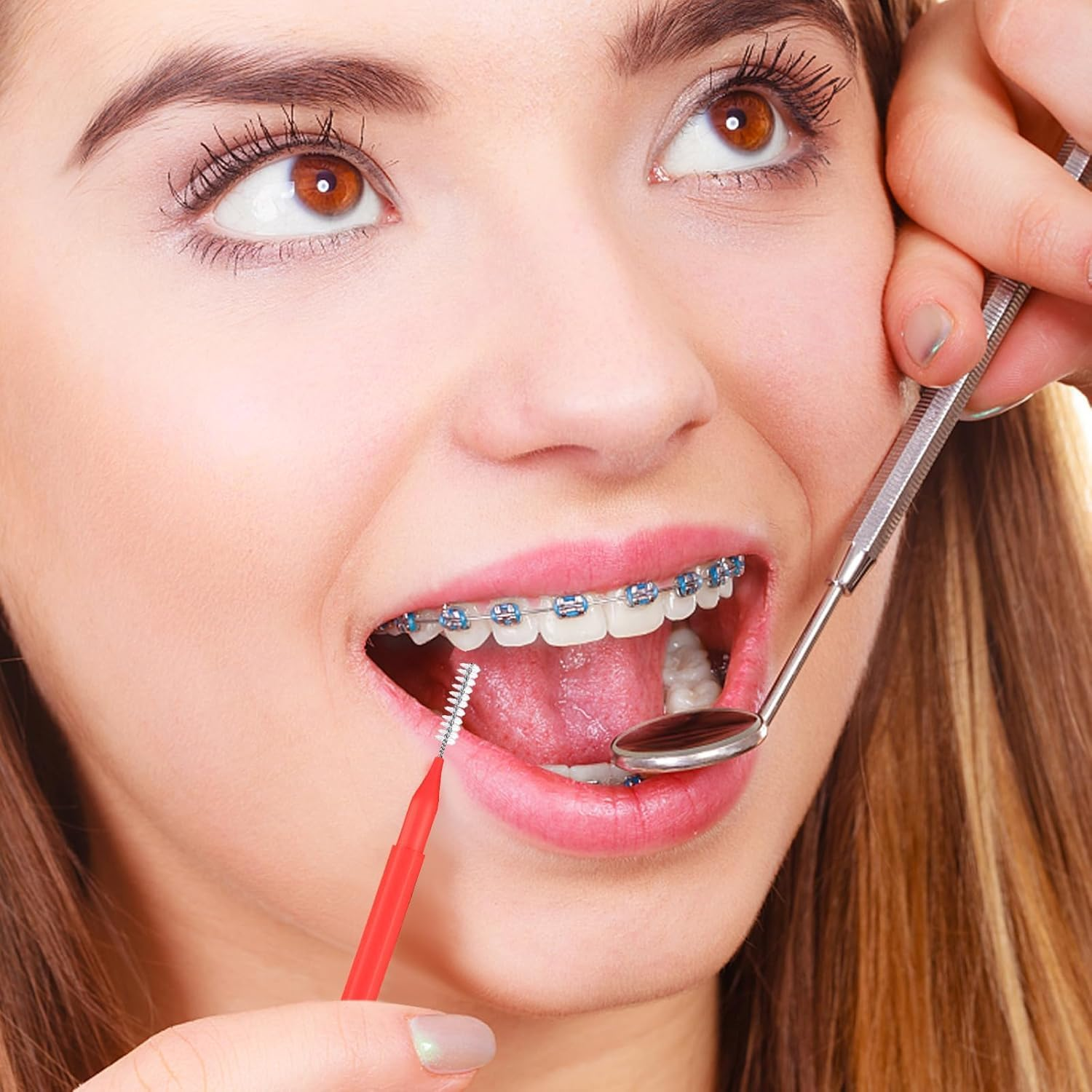 Eyebrow Brush & Eyelash Spoolies 50-Pack Braces Flossers for Cleaner Braces | Disposable Spoolies for Eyebrows, Lash Extensions & Brow Lamination | Dental for Braces Oral Cleaning image number 3