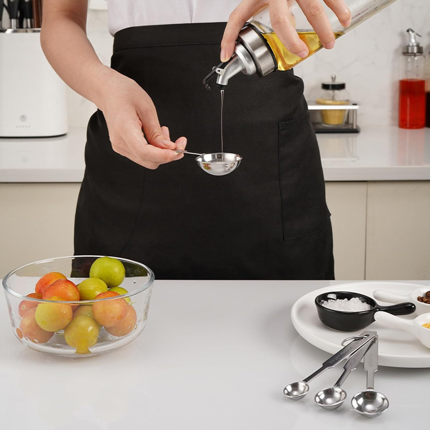 FOSDICK Set of 4 Measuring Spoons, Stainless Steel Coffee Spoons, Measuring Spoons with Scale, Coffee Measuring Spoons with 9 Cm Handle, Coffee Dosing Spoon, Coffee Solder Set for Coffee Beans, Coffee image number 1