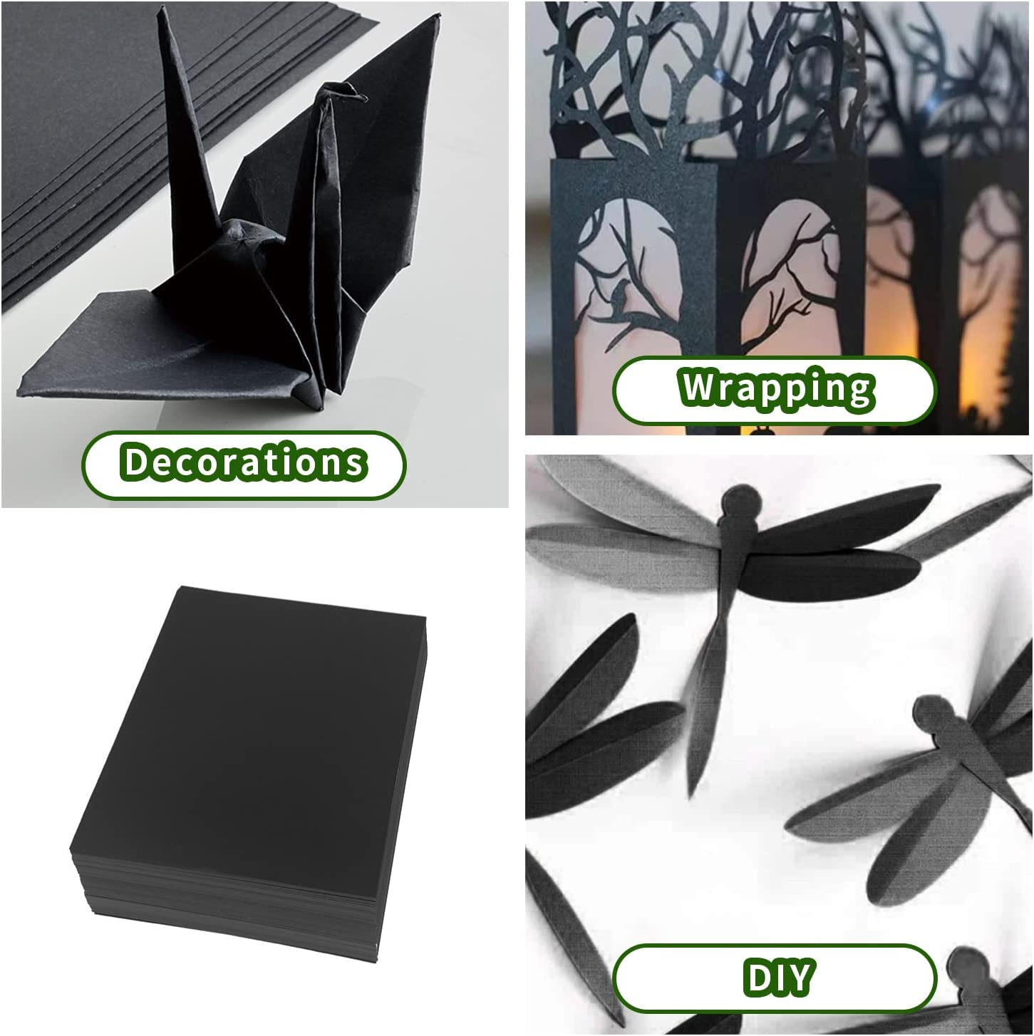 50 Sheets Black Kraft Cardstock Paper A4 for DIY Projects and Crafts, Thick 230Gsm Black Cardstock Paper Bulk for Printing Drawing Invitation Making, Laser and Inkjet Printer Paper, 8.3X11.7 Inches image number 2