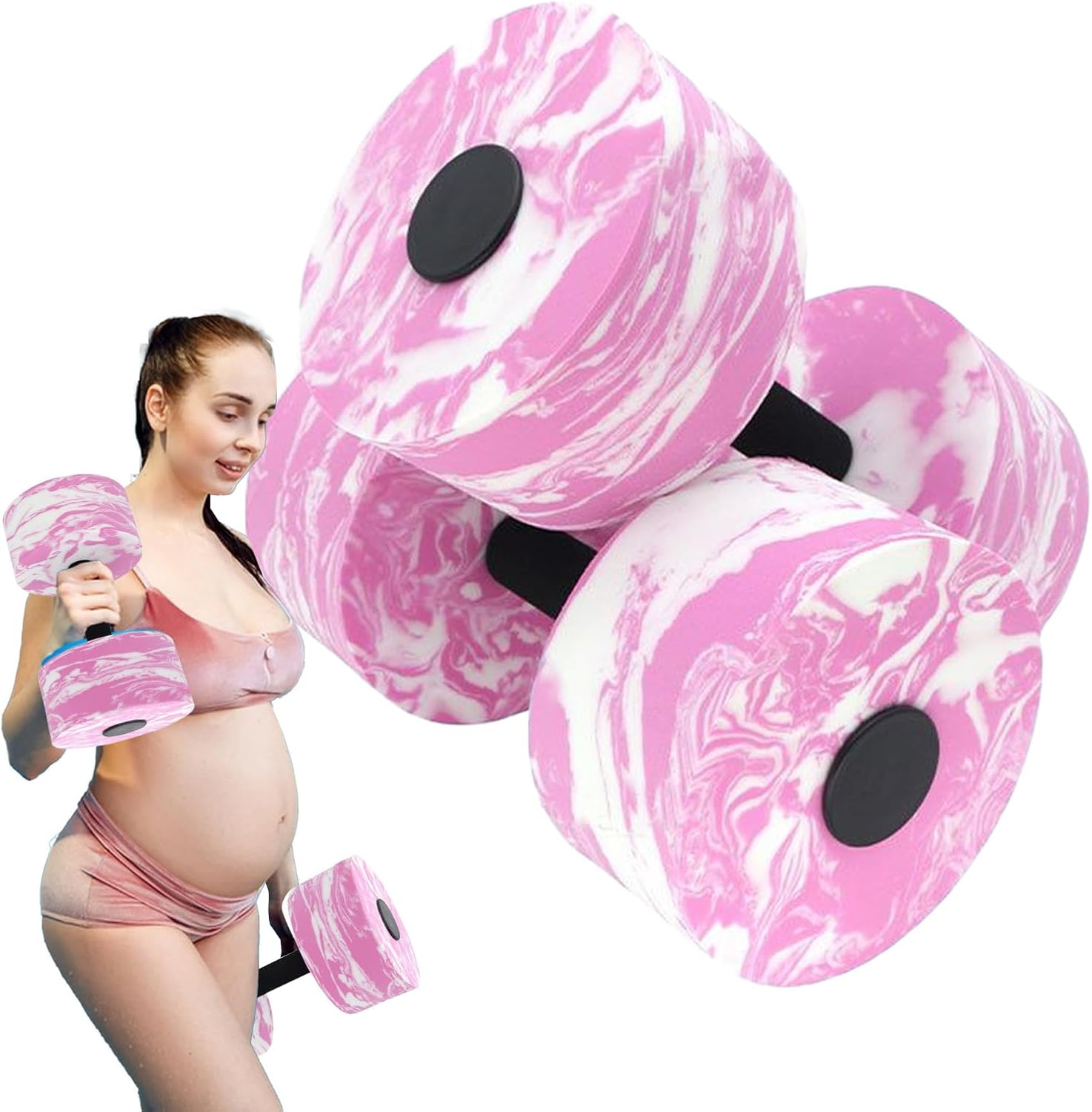 Water Dumbbells, Set of 2 EVA Aquatic Fitness Dumbells Pool Resistance Water Weight Aerobics, High-Density Foam Pool Fitness Barbells Hand Weights Exercises image number 3