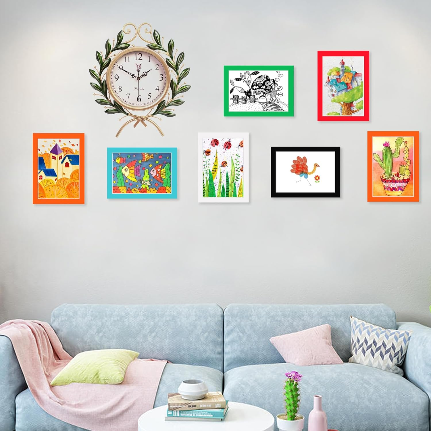21 X 30 CM Picture Frame Set of 6,Stick-On Frames for Kid'S A4 Watercolour,Simple Paperboard Photos Display for Wall Mounting,Multi-Colored Picture Frames Collage Wall Decor,Office Living Room Decor image number 5