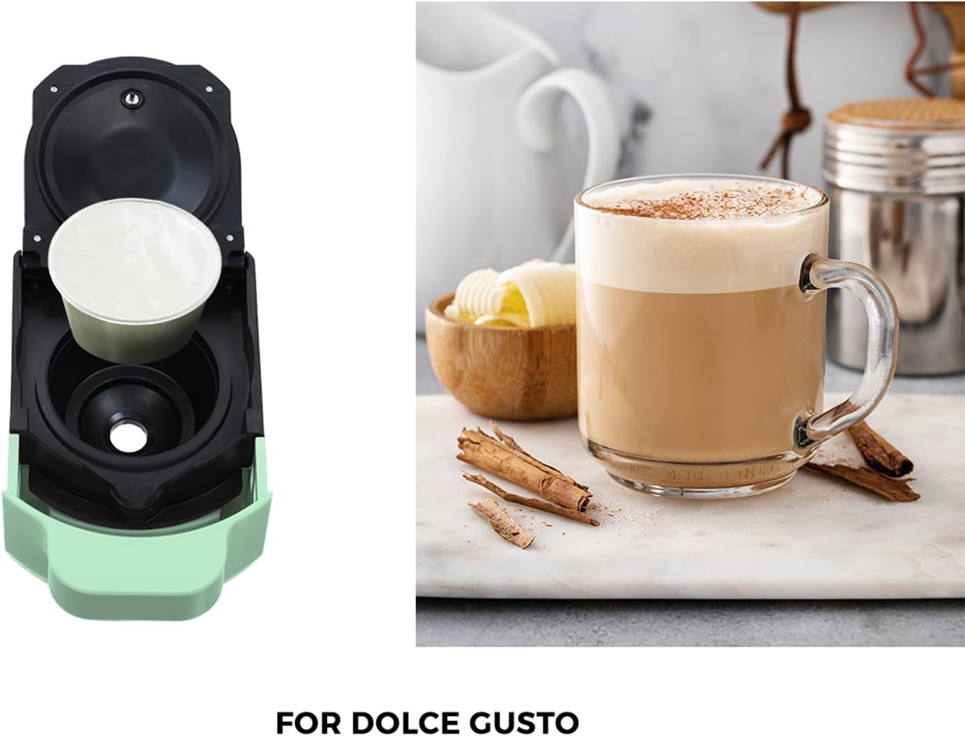 Vevare 3In1 Capsule Coffee Machine Dolce Gusto Coffee Machine 19 Bar Pressure and 1450W Automatic Coffee Maker for Single Serve Mint