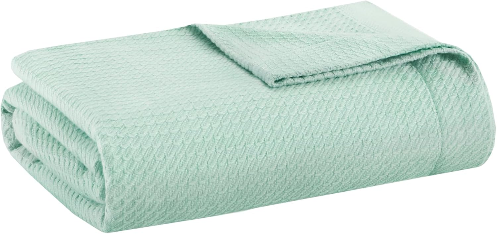 Madison Park Soft Certified 100% Egyptian Cotton Breathable Cozy Blanket, Premium Waffle Knit Classic Design, Luxury All Season Lightweight Cover for Bed, Couch and Sofa, Seafoam Twin(66"X90") image number 2