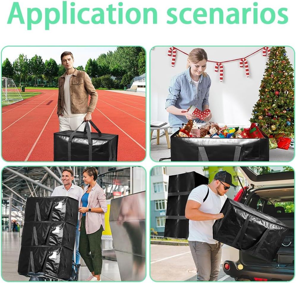 MOTRAIN 6 Pack Heavy Duty Storage Bags with Zippers and Strong Handles for Storage Travel Camping Space Saving Alternative to Moving Boxes College Essentials Moving Supplies image number 2