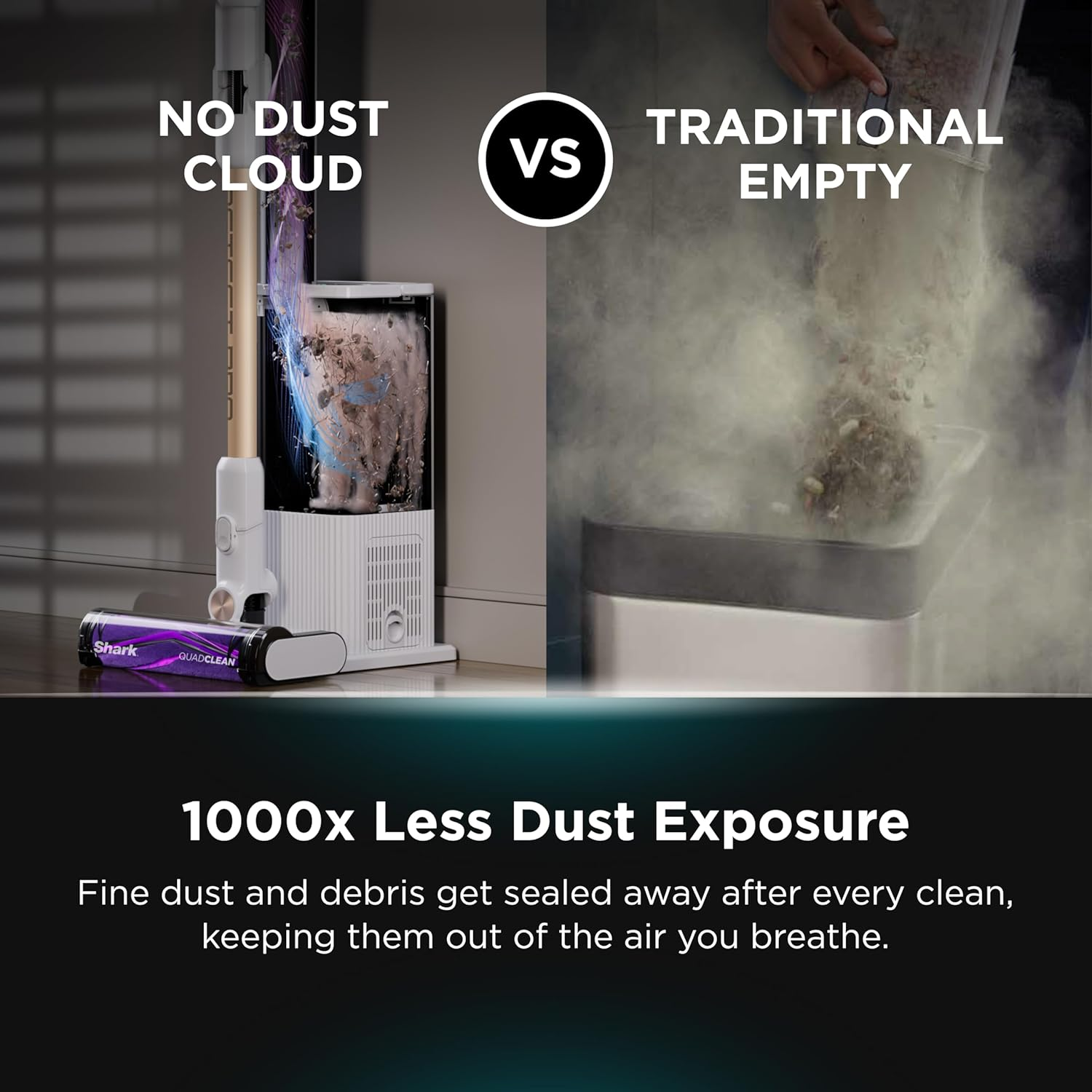 Shark Detect Pro Cordless Vacuum Cleaner with 2L Auto-Empty System, Ultra-Lightweight & Flexible anti Hair Wrap with Pet & Duster-Crevice Tools, 60 Mins Run-Time, Dock, IW3611ANZ, Colour: White/Brass image number 1