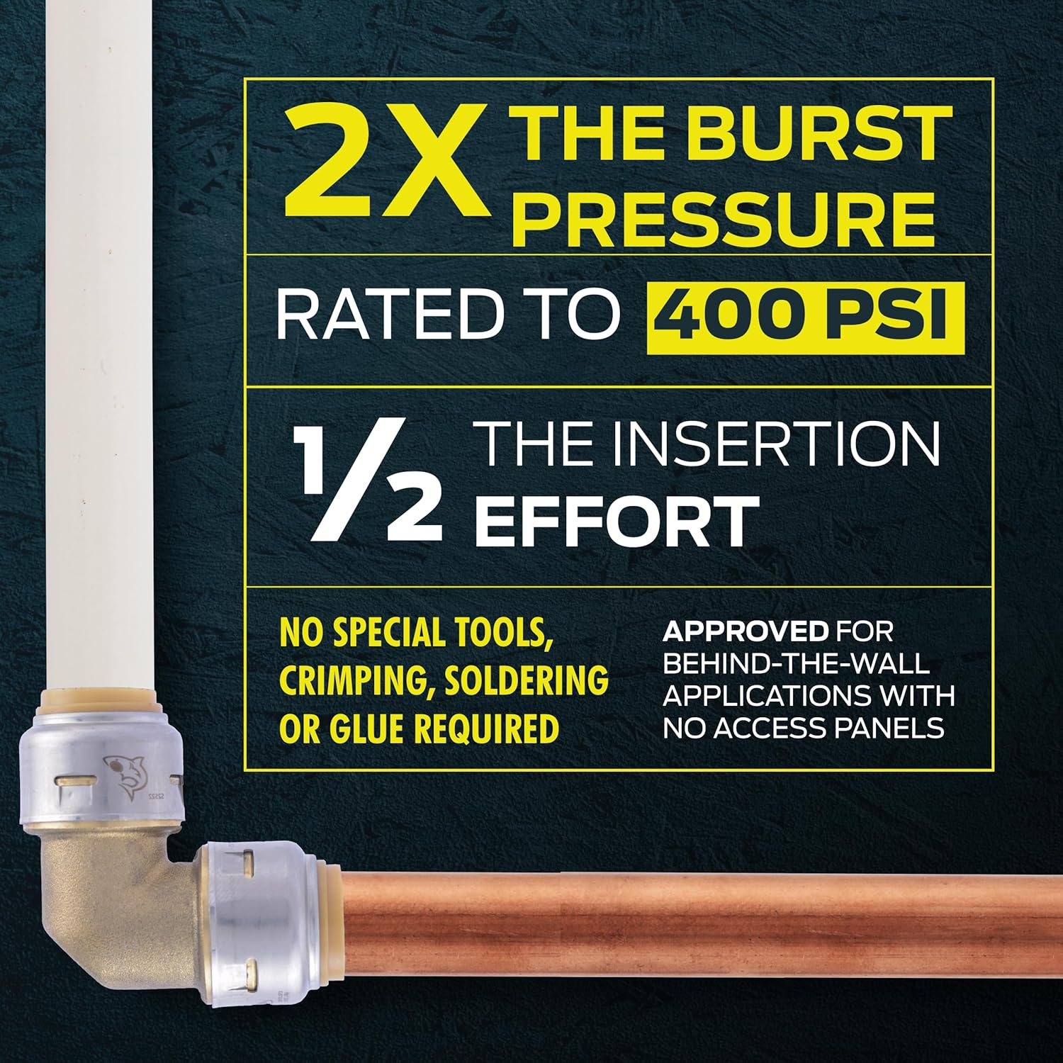 Sharkbite Max 1/2 Inch Polybutylene Transition Coupling, Push to Connect Brass Plumbing Fitting, PEX Pipe, Copper, CPVC, PE-RT, HDPE, UR4008A image number 1