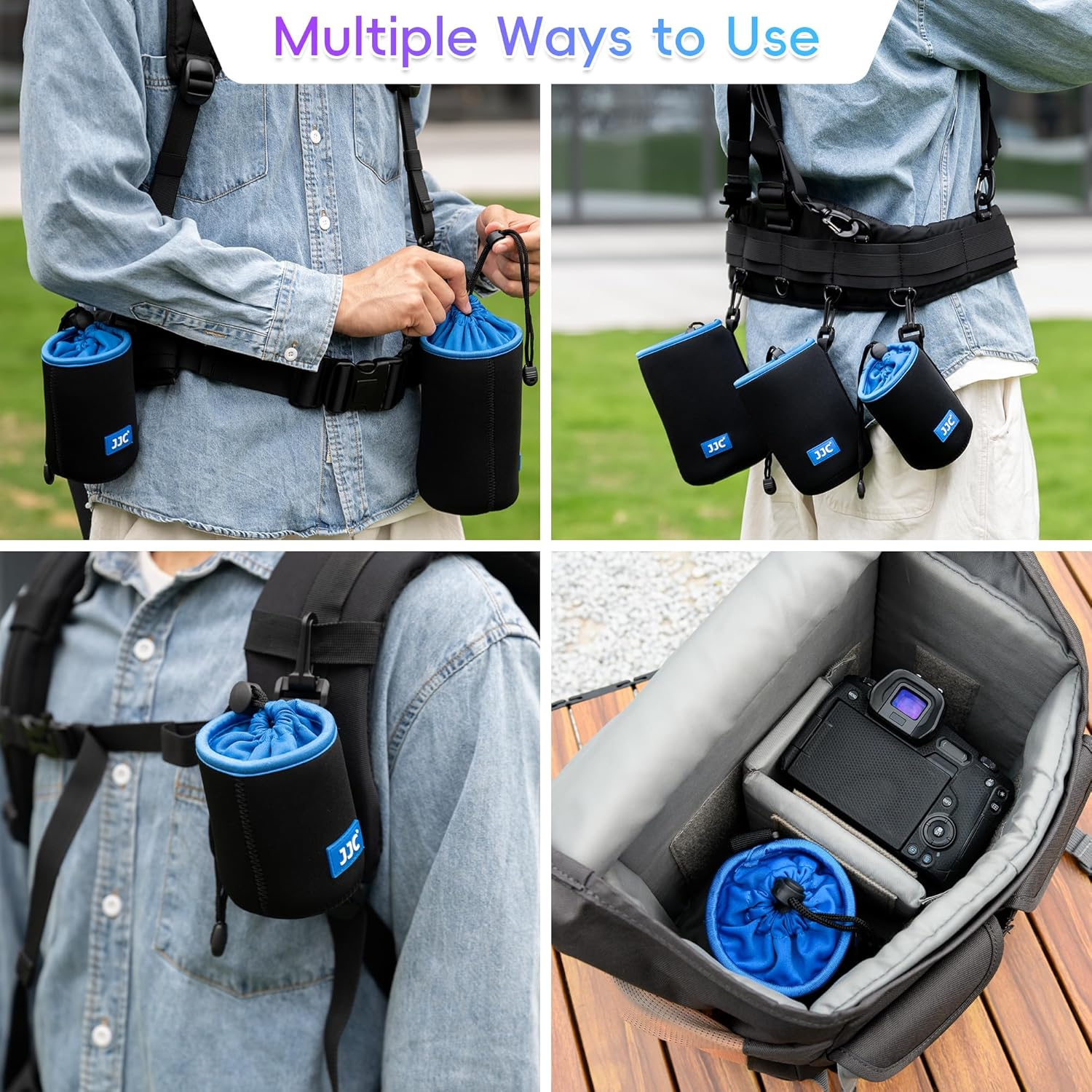 JJC Drawstring Neoprene Camera Lens Pouch Case, Protective Lens Bag for Mirrorless Lenses up to 3.5 X 5.9 (D X H) for Canon RF 24-240Mm EF-S 18-55Mm F/3.5-5.6 Ni 55-200Mm F/4-5.6G and More