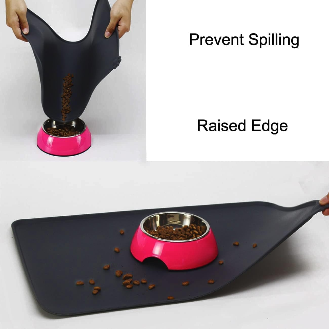 Mumoo Bear Dog Cat Silicone Food Mat Waterproof Anti-Slip Silicone Resistant Raised Edge Pet Feeding Mats, Pet Bowl Mat Anti-Messy and Prevent Spill on Floor Easy Clean Cat Dog Bowl Mats