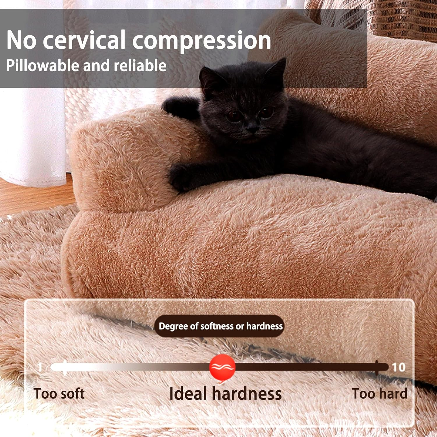 Dog Bed for Cats Medium Dogs, Pets Sofa Bed with Removable Washable Cover, Nonskid Bottom & Fine Crystal Velvet Fabric, Includes Dog Pillow - Full & Three-Dimensional, Memory Resilience image number 1