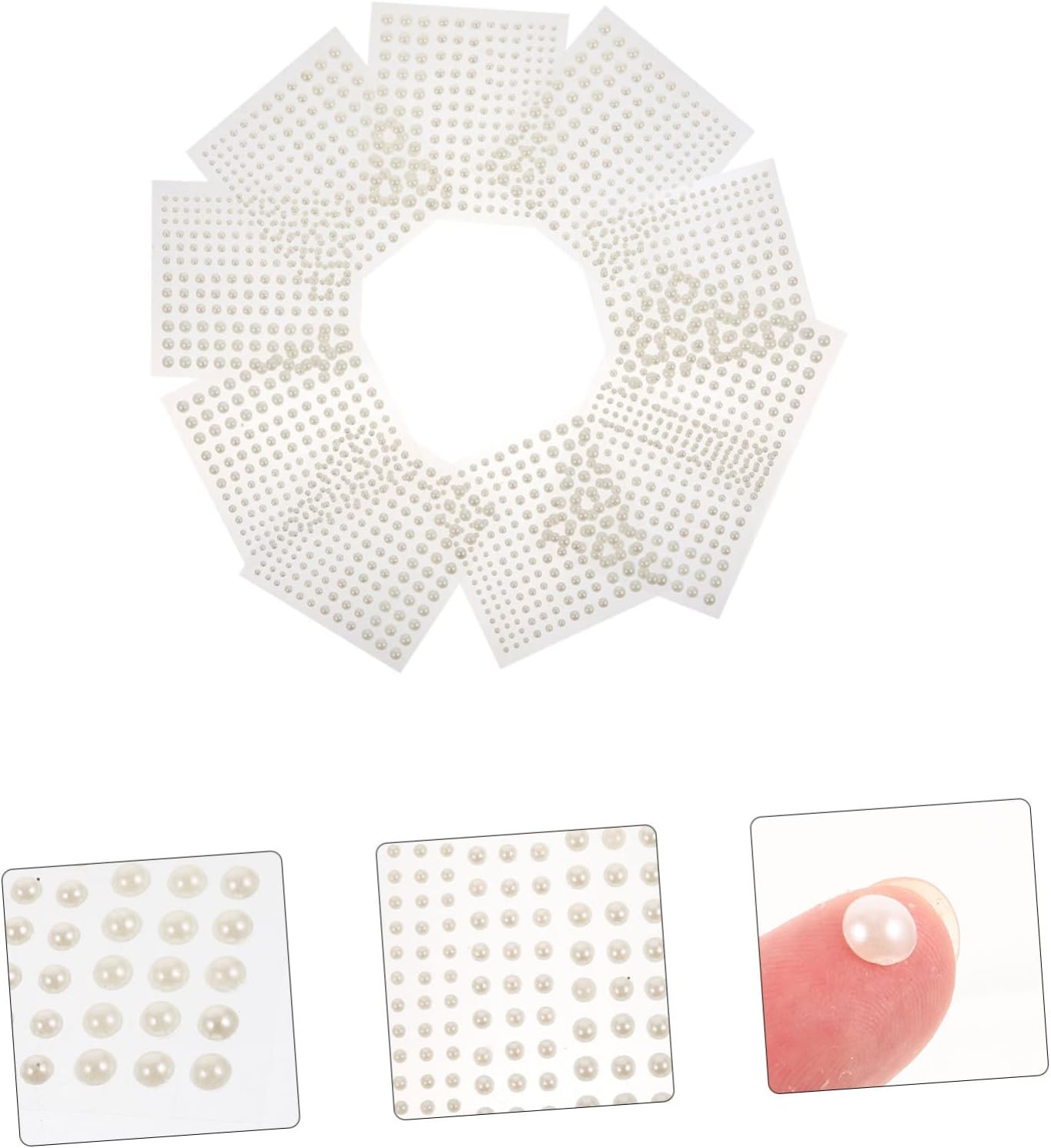 SEWOART Pearl Decoration Stickers DIY Mini Pearl Stickers for Women Face Beauty Crafts 10 Sheets image number 2