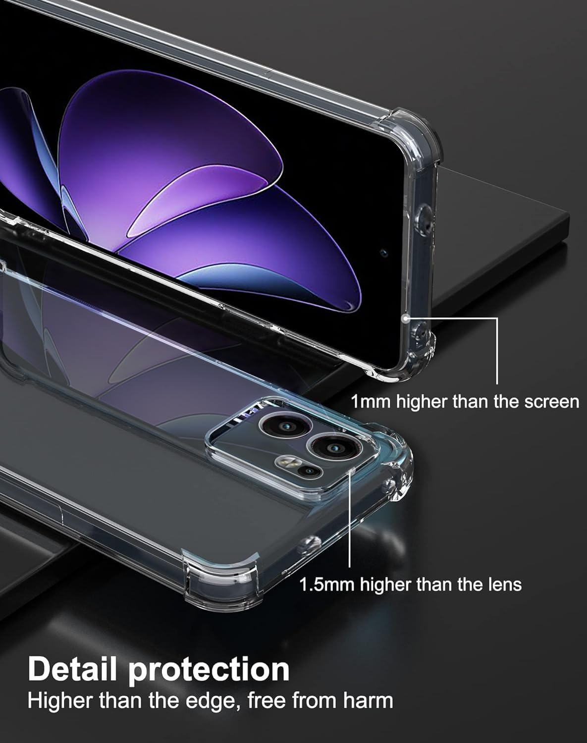USTIYA Case for Oppo Reno 13 F 5G Case Clear TPU Four Corners Protection Cover Transparent Soft image number 3