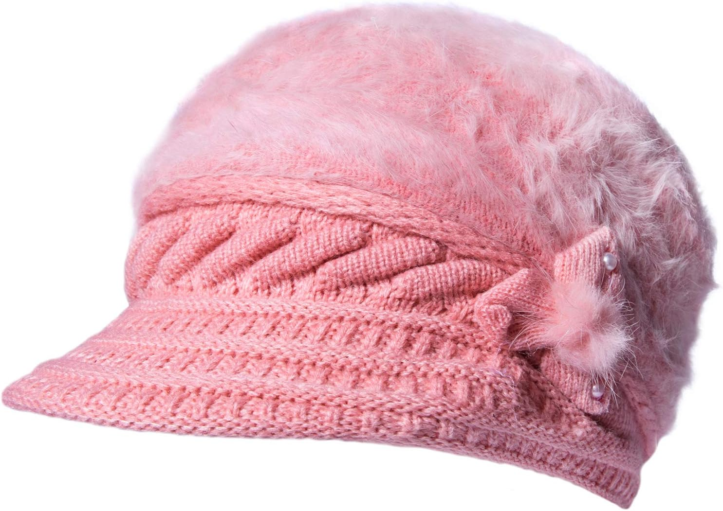 Loritta Womens Winter Warm Knitted Hats Slouchy Wool Beanie Hat Cap Visor - B-Beige image number 6