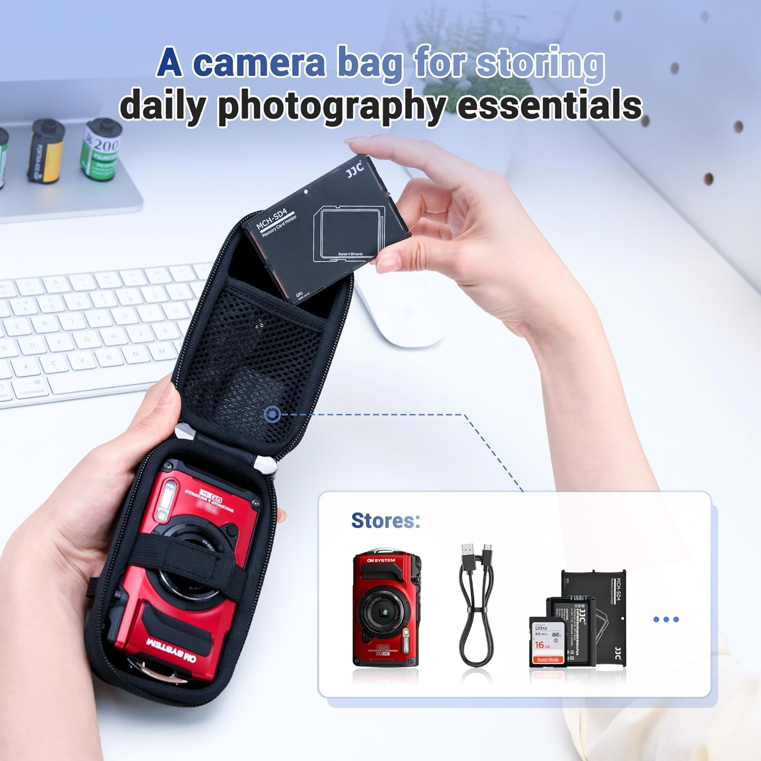 Hard Belt Camera Travel Case with Shoulder Strap Carabiner,Compact Camera Pouch for G7X Mark II Olympus TG-7 TG-6 TG-5 TG-4 Ricoh GR3 GR3X HDF Sony ZV-1 II ZV1 ZV-1F RX100 VII VI VA IV III II & More image number 1