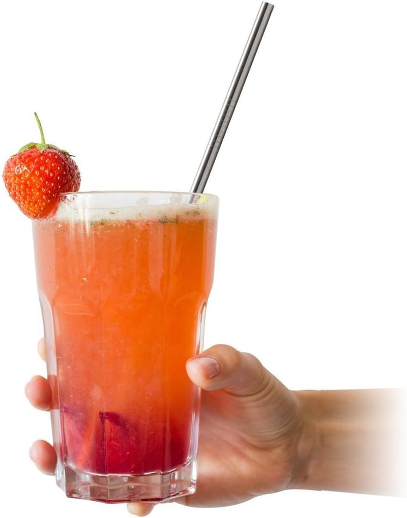 EKIND Stainless Steel Reusable Straight Drinking Straws and Cleaning Brush Set (Set of 4) image number 1