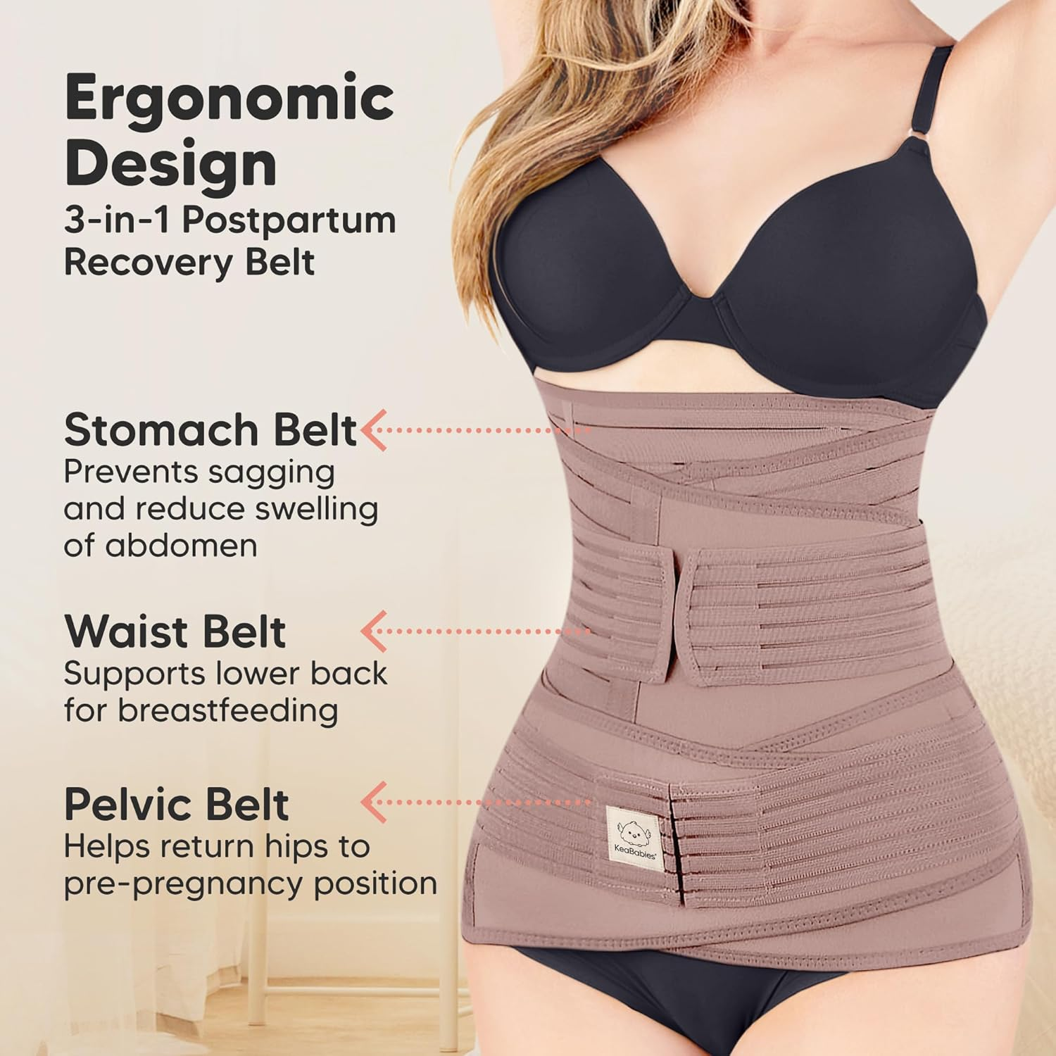 3 in 1 Postpartum Belly Support Recovery Wrap &ndash; Postpartum Belly Band, after Birth Brace, Slimming Girdles, Body Shaper Waist Shapewear, Post Surgery Pregnancy Belly Support Band (Dusty Plum, M/L) image number 5