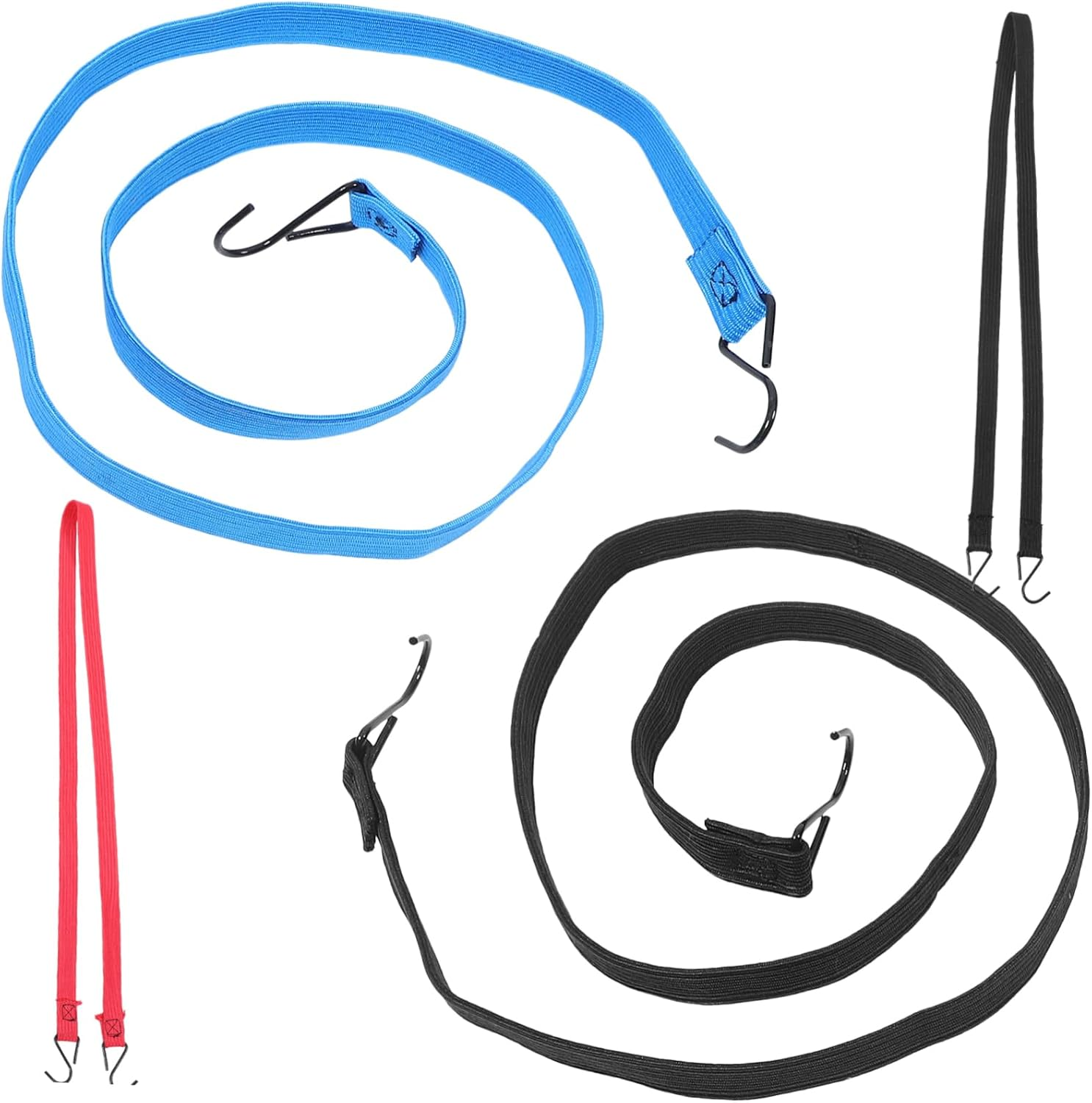 Hoement 4Pcs Elastic Luggage Straps Bungee Cords Hooks Flat Tie down Ropes for Random Color image number 4