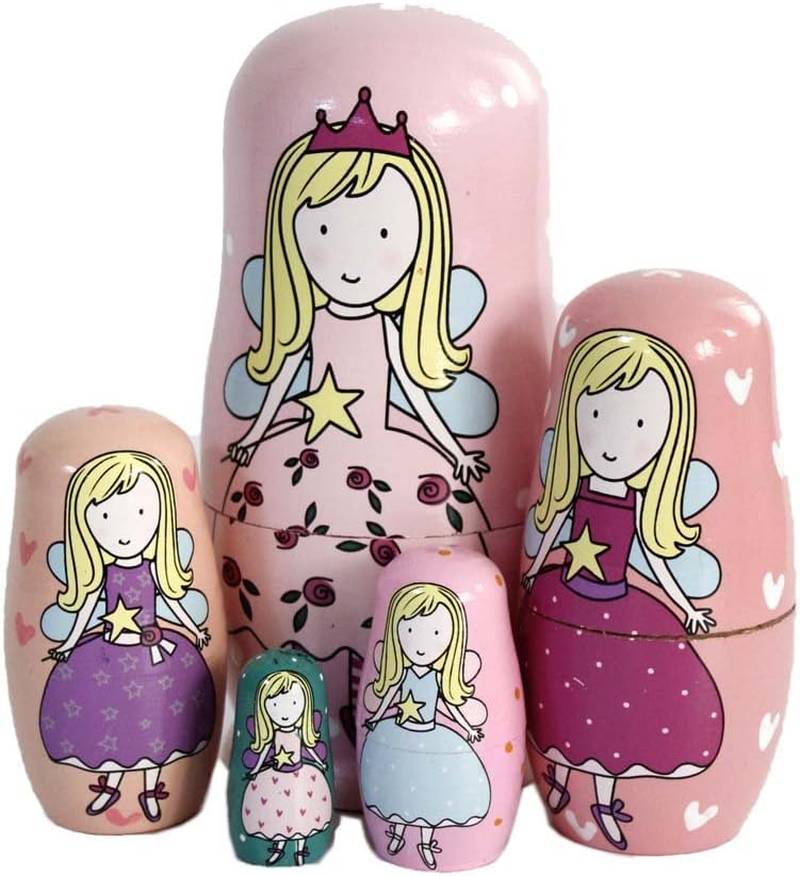 Handmade Wooden Nesting Doll Russian Doll Kits Colourful Decoration (Fairy Angel) image number 4