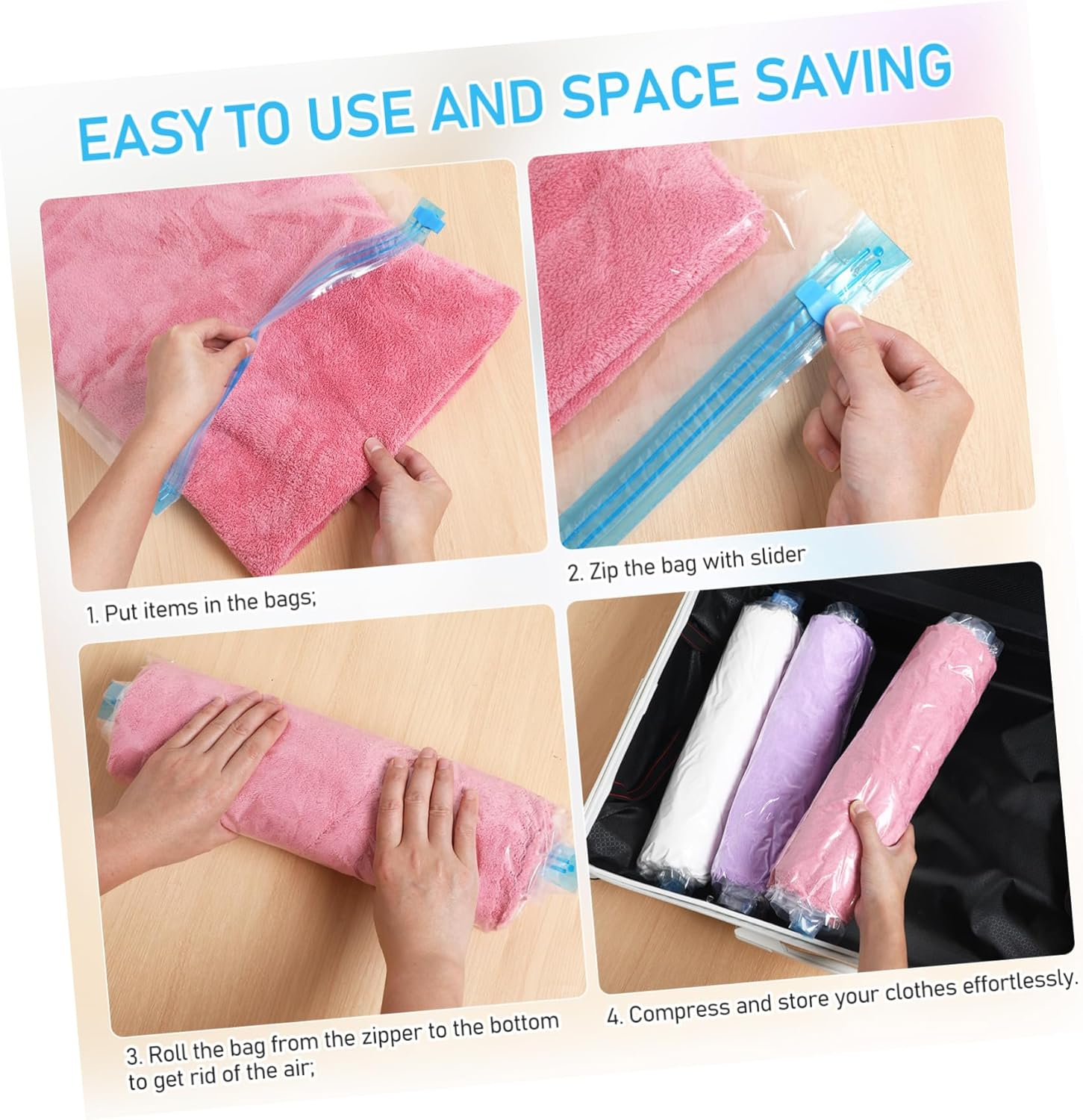 STOBAZA 12Pcs Travel Compression Bags Vacuum Sealer Bags Storage Vacuum Sealed for Packing Travel Essentials Space Saver Storage image number 6