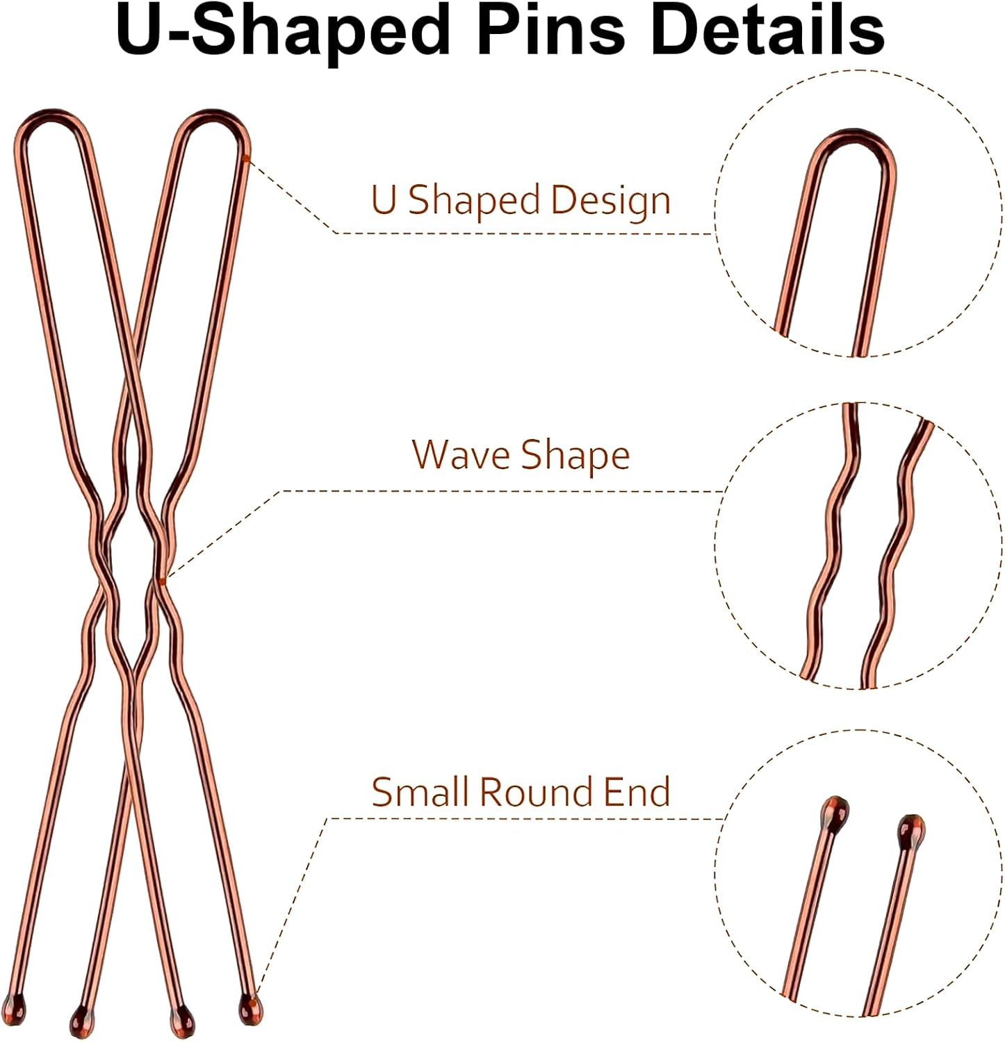 Rhoyee Hair Nets and U-Shaped Hair Pins Set &ndash; 20PCS Invisible Elastic Mesh Nets + 50PCS Hair Pins &ndash; Brown Hair Accessories for Buns, Ballet Dancers, Nurses, Women & Girls image number 5