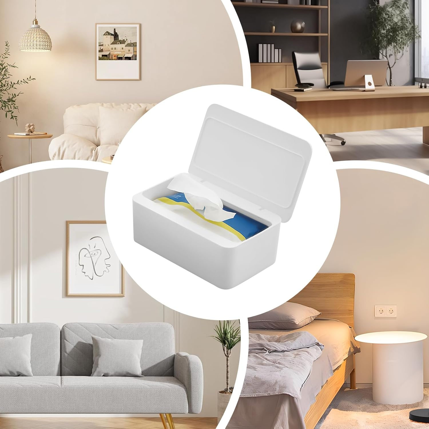 Wipe Dispenser | Baby Wipe Container,Reusable Tissue Paper Storage Case for Desk, Restaurant, Living Room, Toilet, Nursery, Bathroom, Bedroom, Counter, Home - White image number 5