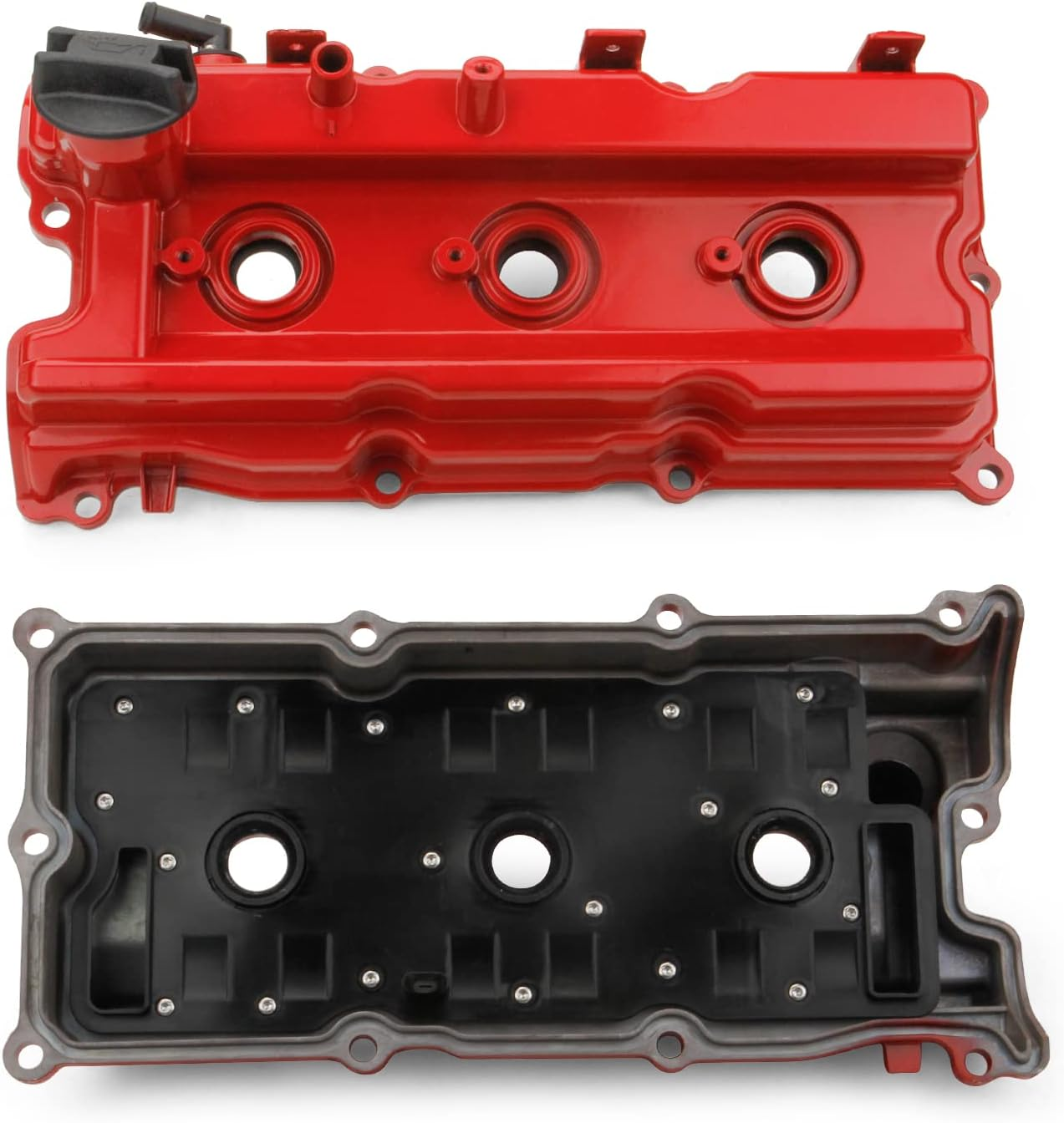 MITZONE Upgrade Aluminum Valve Cover Compatible with 2005-2019 Nissan Frontier 05-15 Xterra 05-12 Pathfinder NV1500 2500 3500 4.0L V6 Replacement # 13264-EA210, 13264-EA200 Red