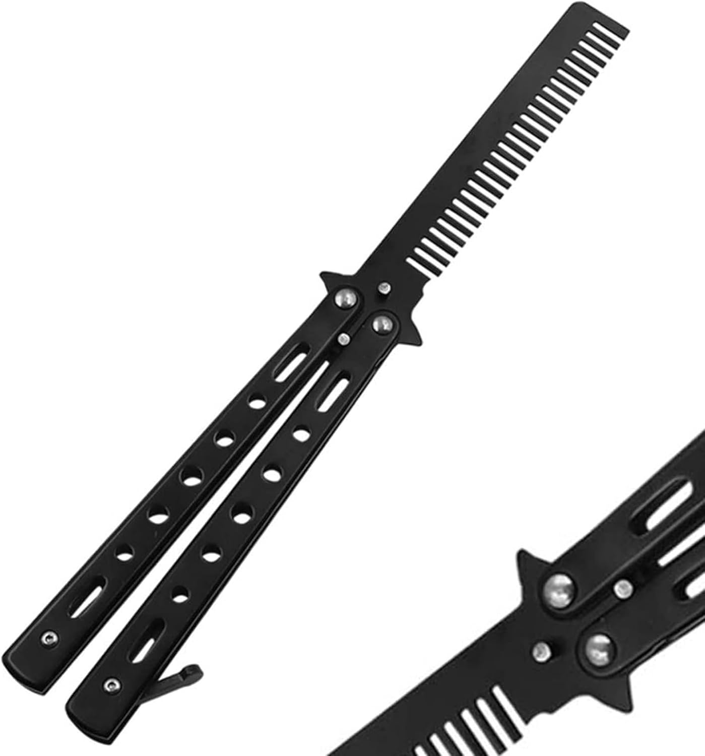 Butterfly Comb, Foldable, Practice Butterfly, Flipping Trick, Stainless Steel, Butterfly Hair Comb for Beginner, Salon Beauty Tool, for Trainer Lover image number 5