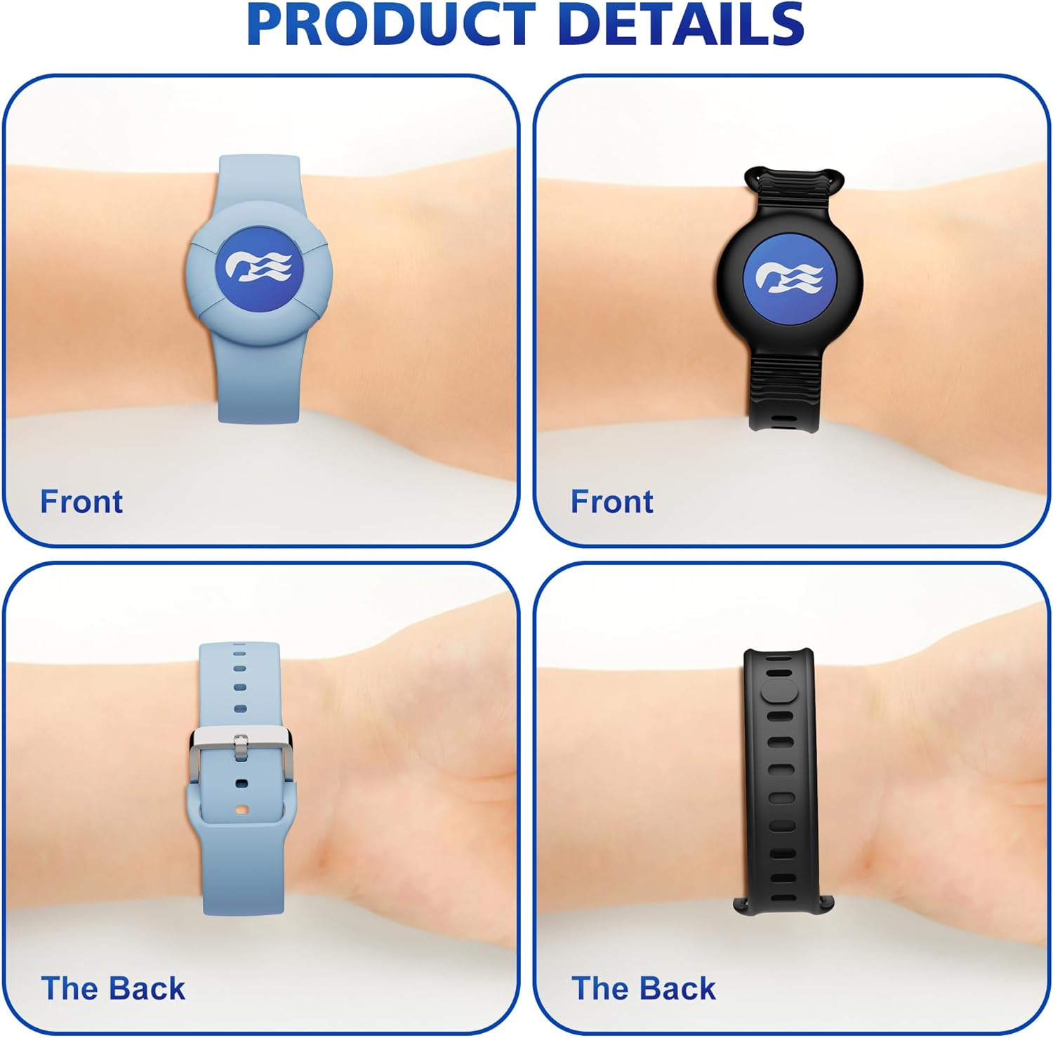 4 Packs Princess Cruise Medallion Holder, Breathable Soft Silicone Wristband for Carnival Ocean Medallion for Women Men Girls Kids Children (Black, Blue, Green, Purple) image number 4