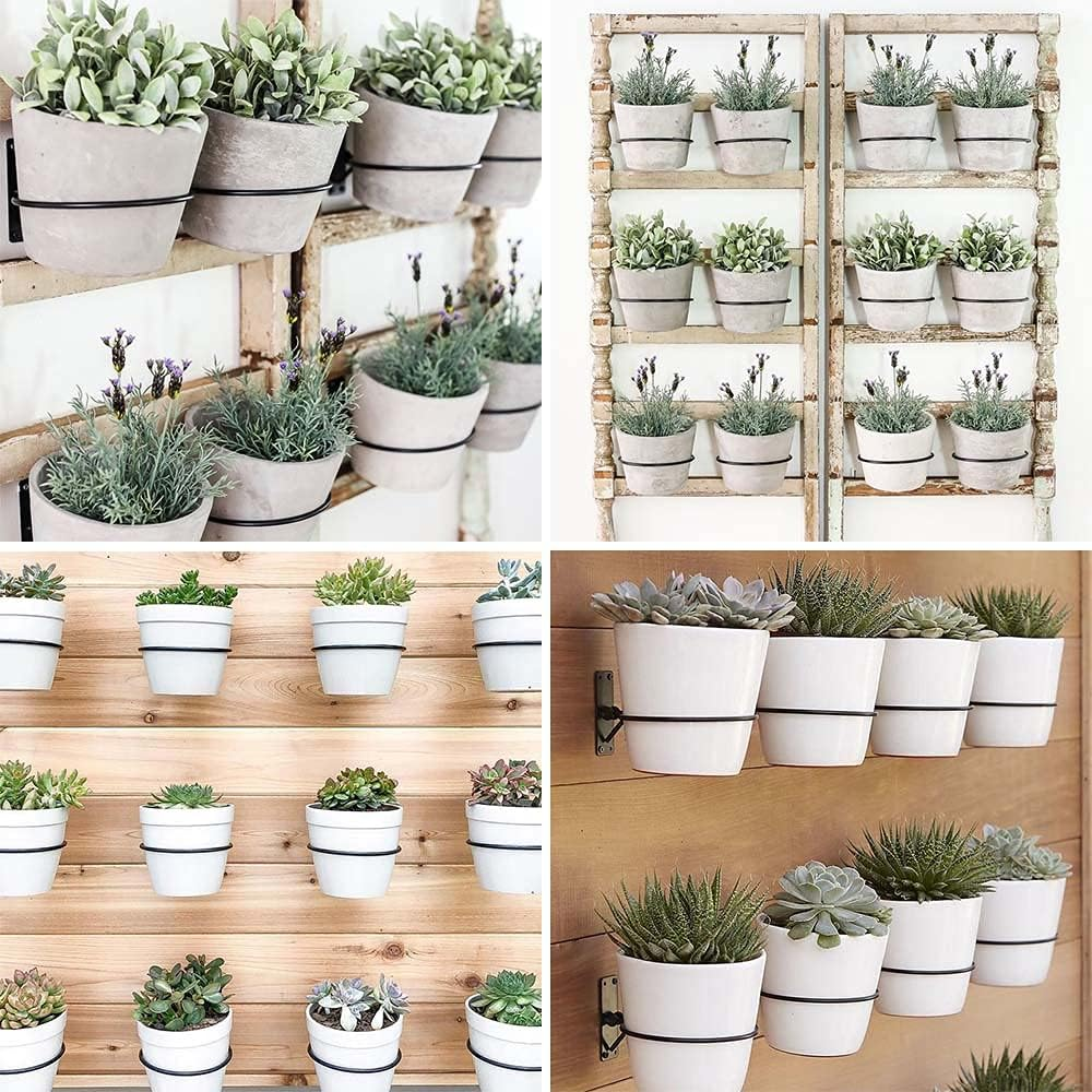 Sivya 6 Pack 4In Flower Pot Holder Ring Wall Mounted Metal Planter Hooks Hangers Wall Bracket