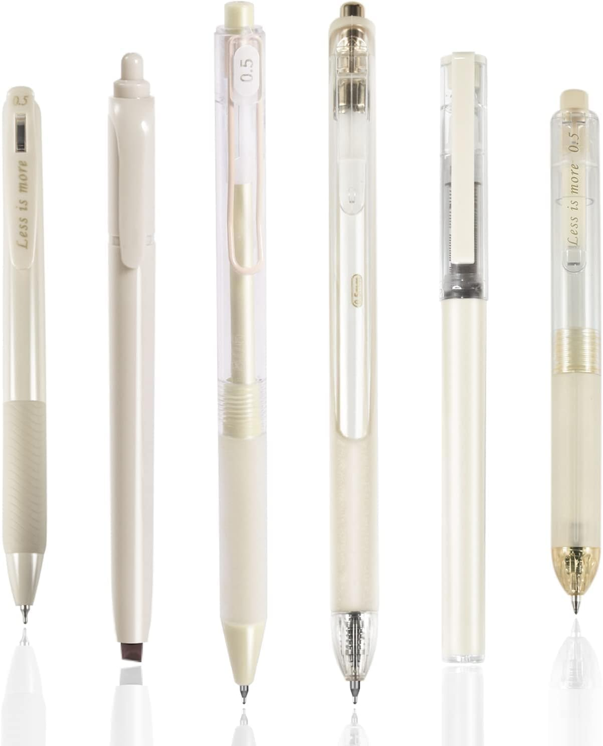 5Pcs Gel Pens and 1Pc Highlighter, Quick Dry Ink Pen Fine Point Black 0.5Mm, Aesthetic Retractable Rolling Ball Pen Smooth Writing for Journaling Notetaking (Black) image number 1