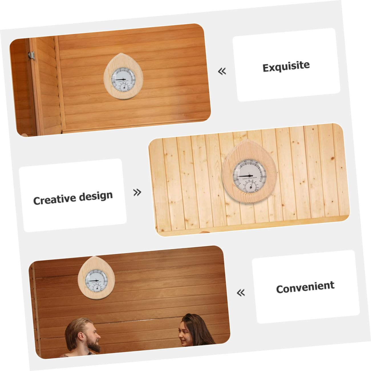 Mipcase Sauna Thermometer with Hygrometer High Temperature Resistant Indoor Temperature and Humidity Measuring Tool Wall-Mountable Copper Abs Design for Home and Nursery Use image number 6